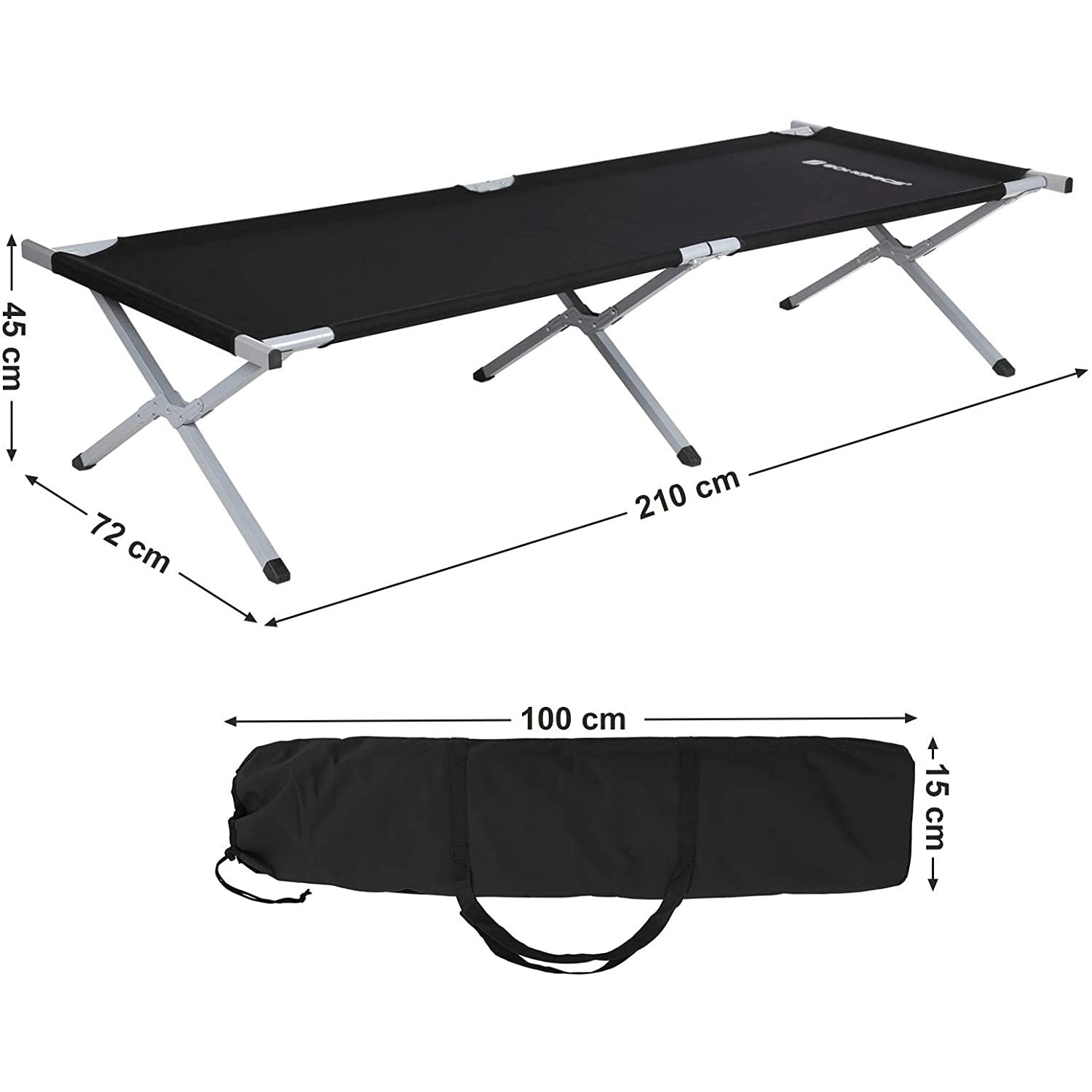 Nancy's Casacde Range Campingbed - Stretcher - Ligbed - Max. Belastbaarheid 260 kg - 210 x 72 x 45 cm