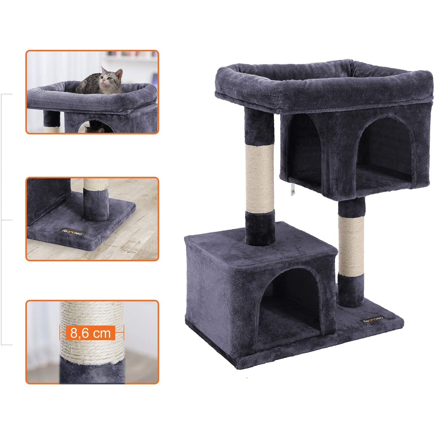 Nancy's Krabpaal Voor Katten Donkergrijs - Krabpaal Kat - Katten Krabpaal 84cm Hoog