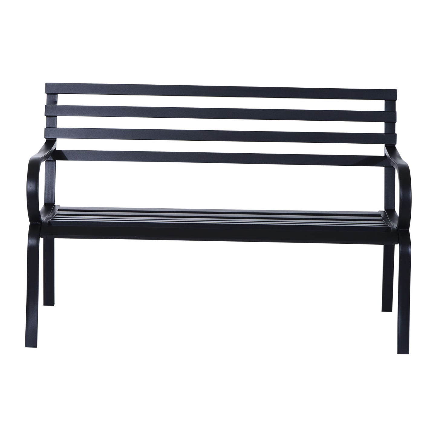 Nancy's Deltona Tuinbank - 2-Zits Bank - Buitenbank - Bankje - Metaal - Zwart - 125 x 62 x 82 cm