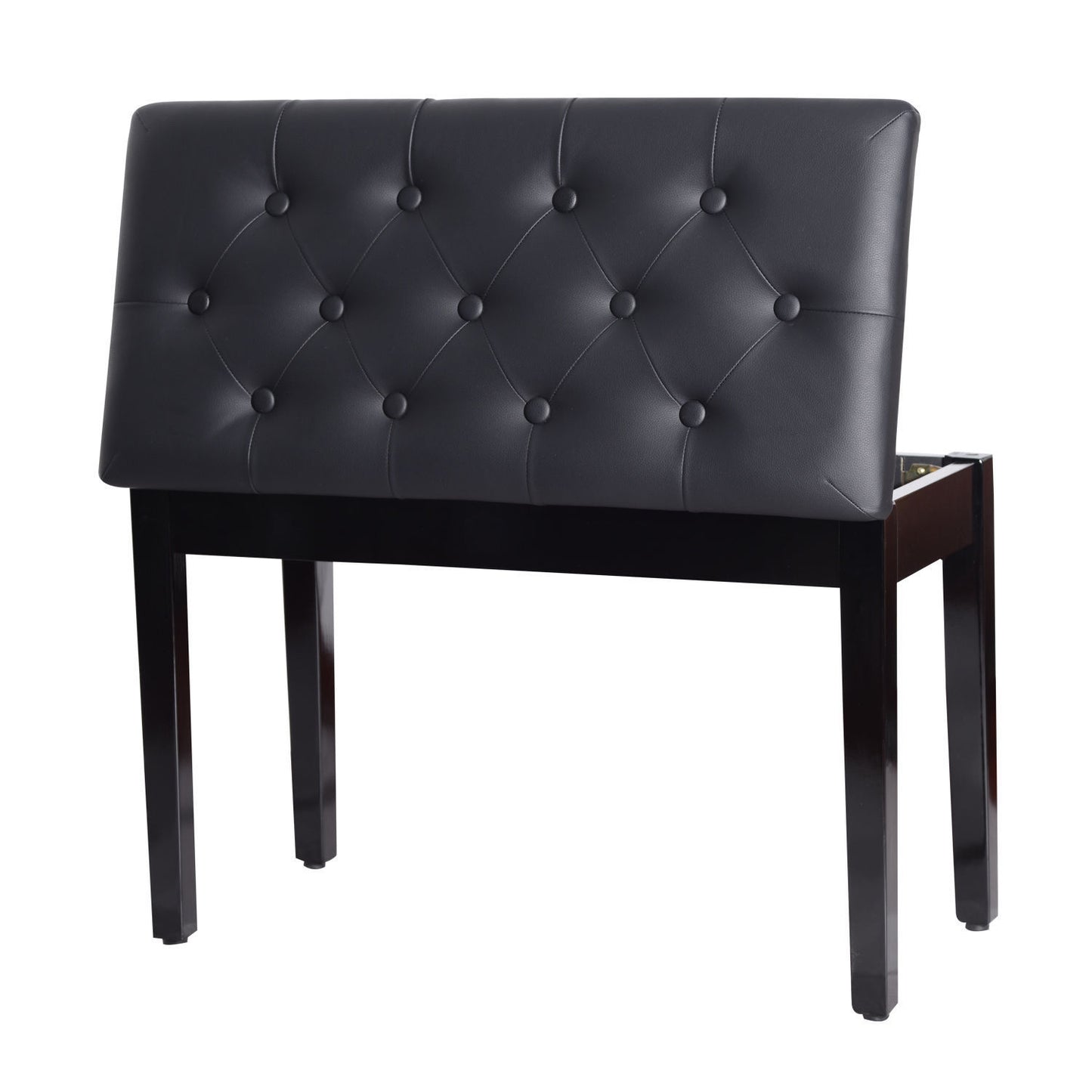 Nancy's Elkton Kruk - Pianobank - Pianokruk - Make-Up Kruk - Opbergruimte - 76 x 36 x 50 cm - Kunstleer - Hardhout - Zwart