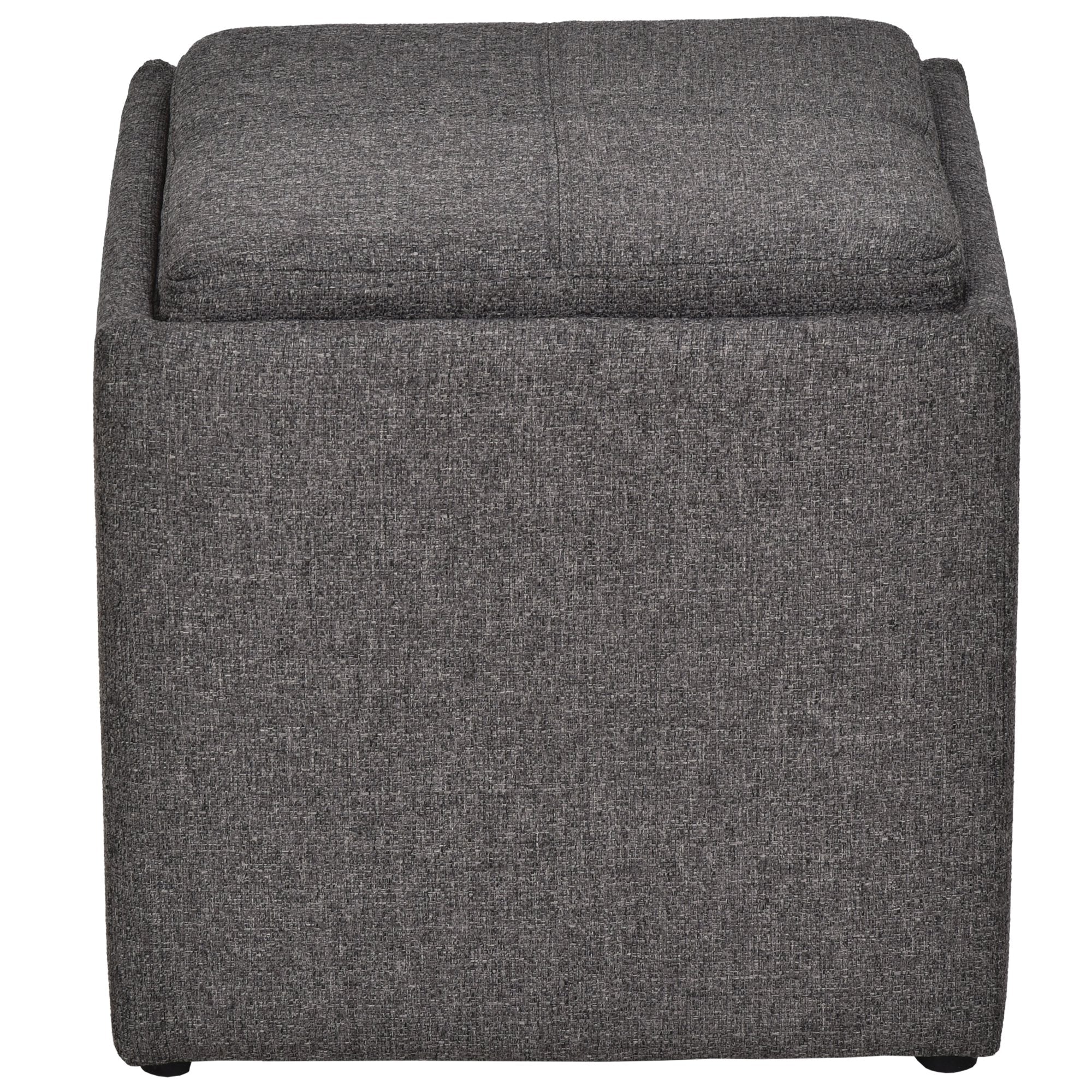 Nancy's Augusta Hocker - Espace de rangement - Pouf - Lin - Plateau - Tabouret - 42 x 42 x 41 cm - Gris foncé