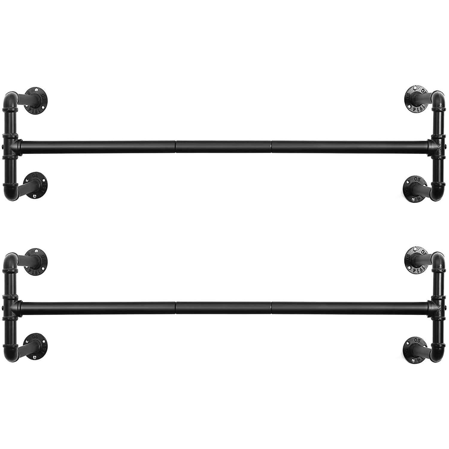 Porte-manteau Nancy's Sonora - 2 portants à vêtements - Porte-manteau mural - Noir - Acier - ± 110 x 30 x 30 cm