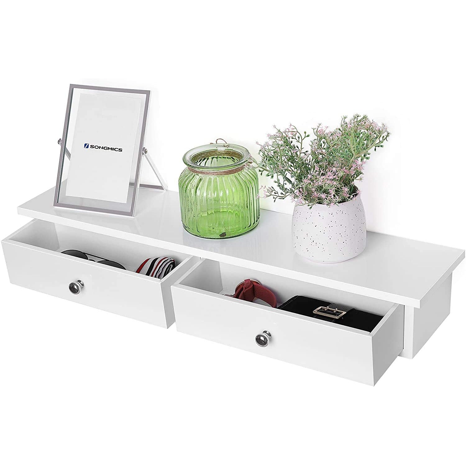 Nancy's Zwevende Wandplank Met 2 Lades - Wit - Wandplank