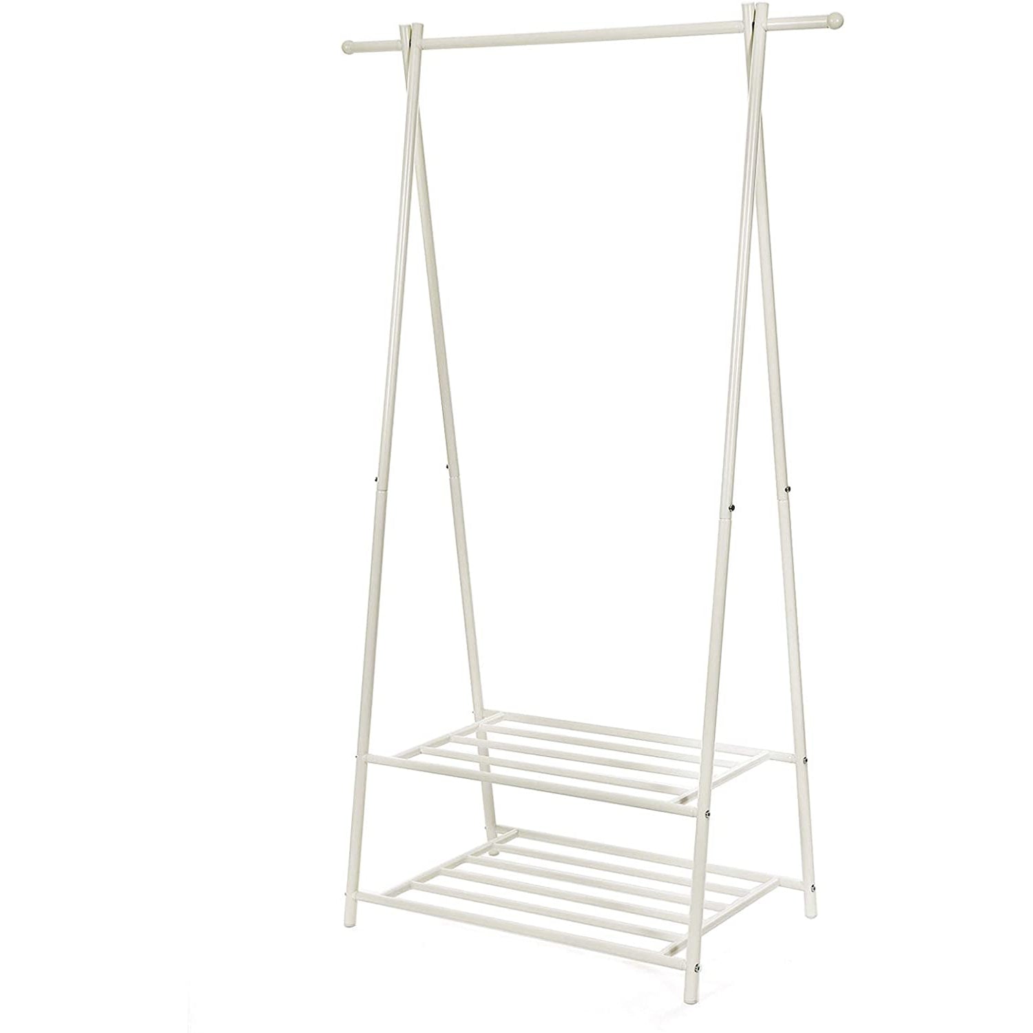 Nancy's Kledingrek - Kledingstandaard Met Schoenenrek - Wit - 83 x 41,5 x 6,4 cm
