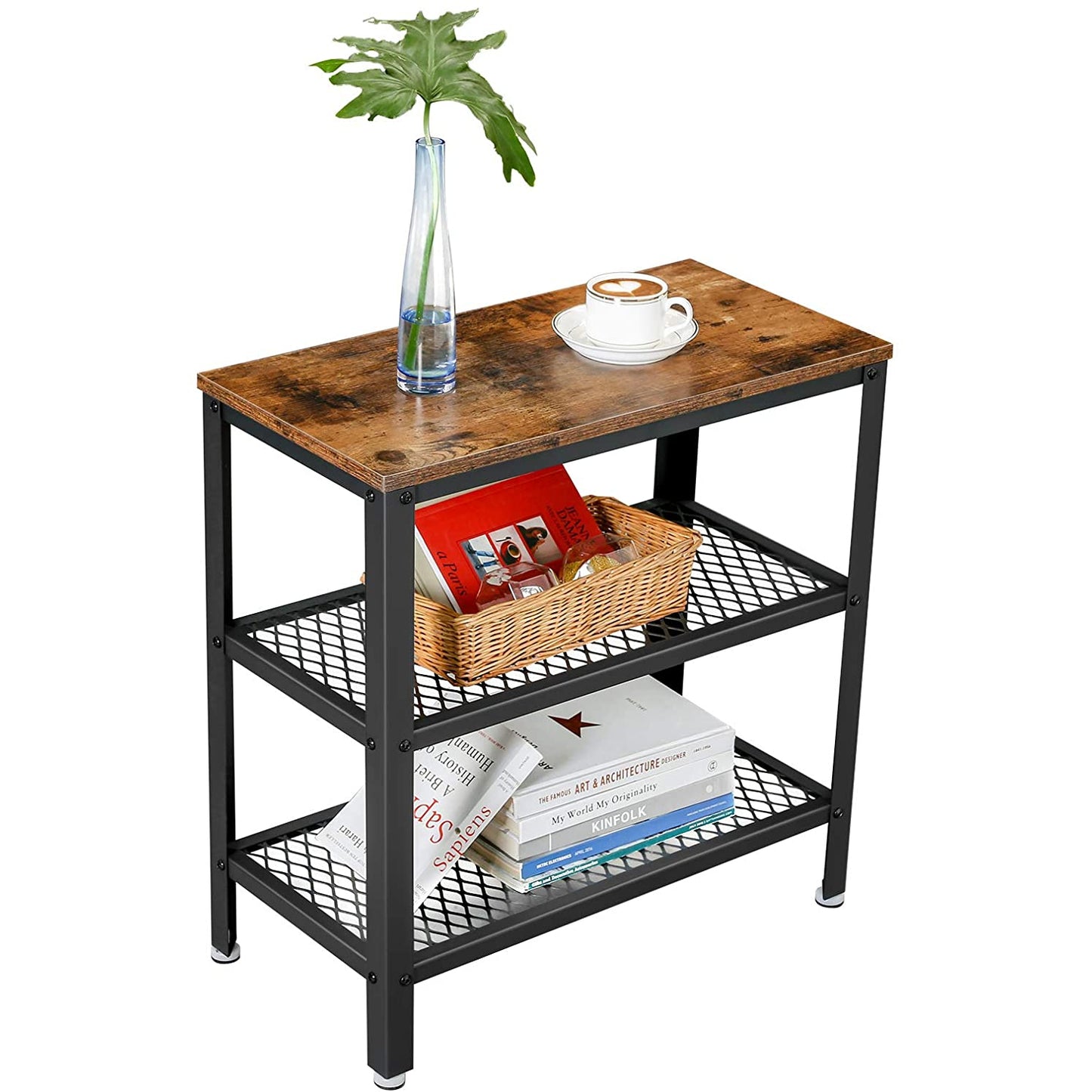 Nancy's Deluxe Bijzettafel - Met Opbergplanken - Vintage - 60 x 30 x 60 cm