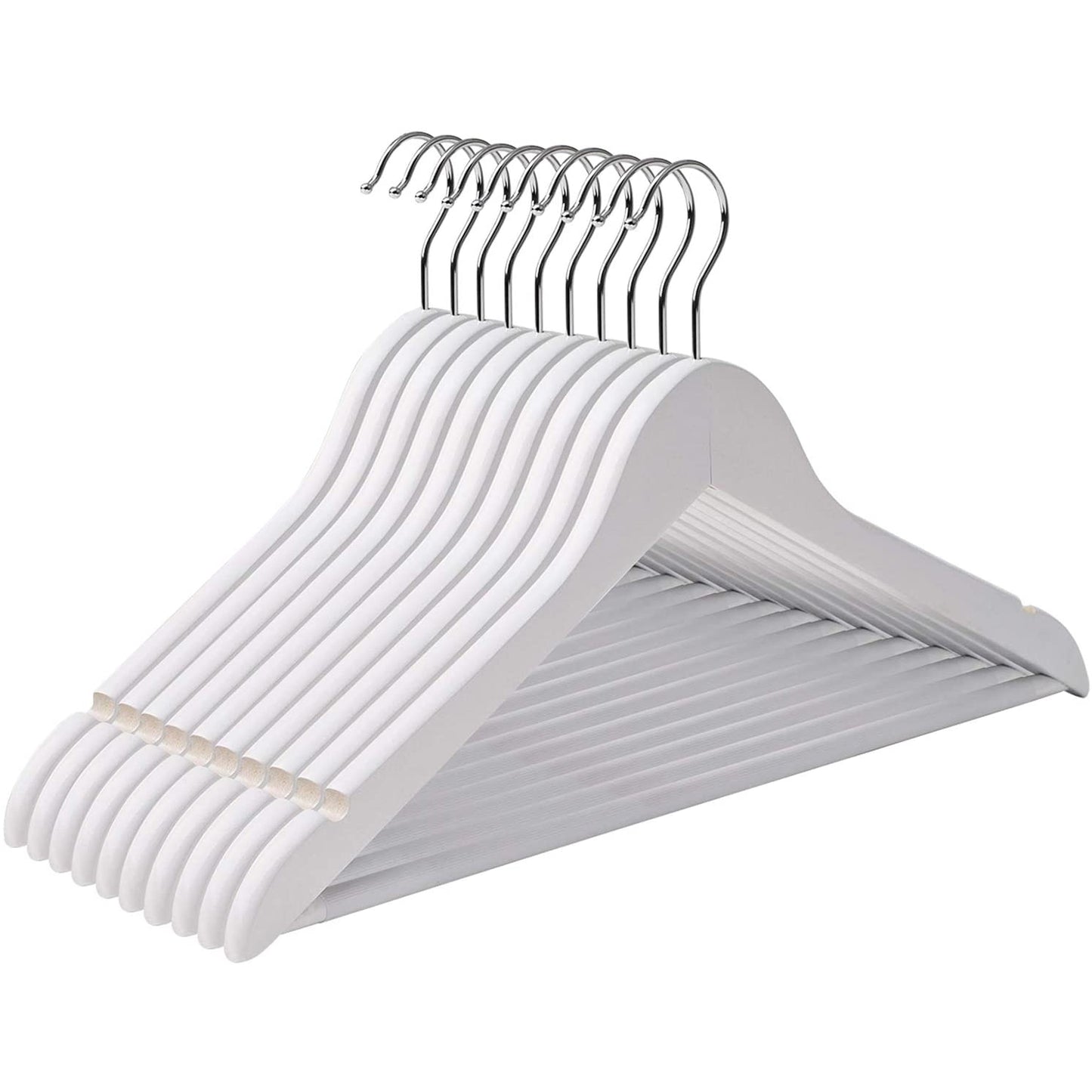 Nancy's Maple Wood Kledinghangers 10 stuks - Kleerhangers - Draaibaar - Zwart - 44,5 x 1,2 x 23 cm L x B x H