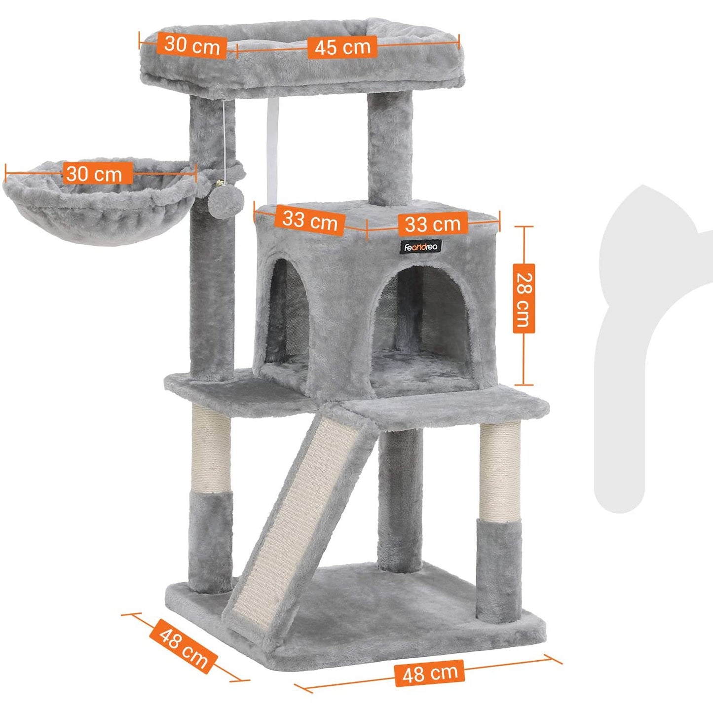 Nancy's Clallam Kattenboom - Kattenhuis - Krabpaal - Krabpalen voor Katten - 48 x 48 x 96 cm (L x B x H)