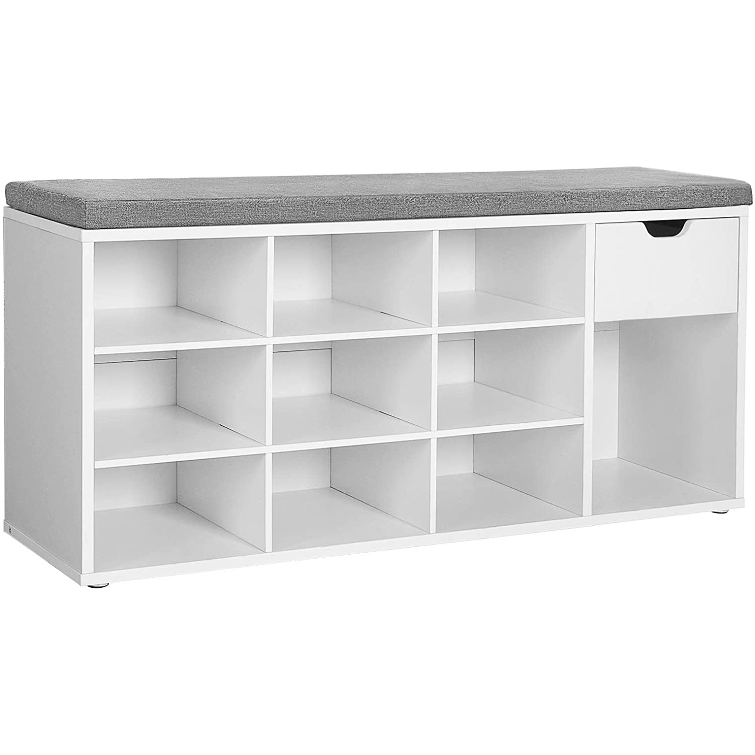 Nancy's Lousa Schoenenbank - Schoenenkast - Schoenenrek - 10 Paar Schoenen - Wit / Grijs - 100 x 30 x 50 cm