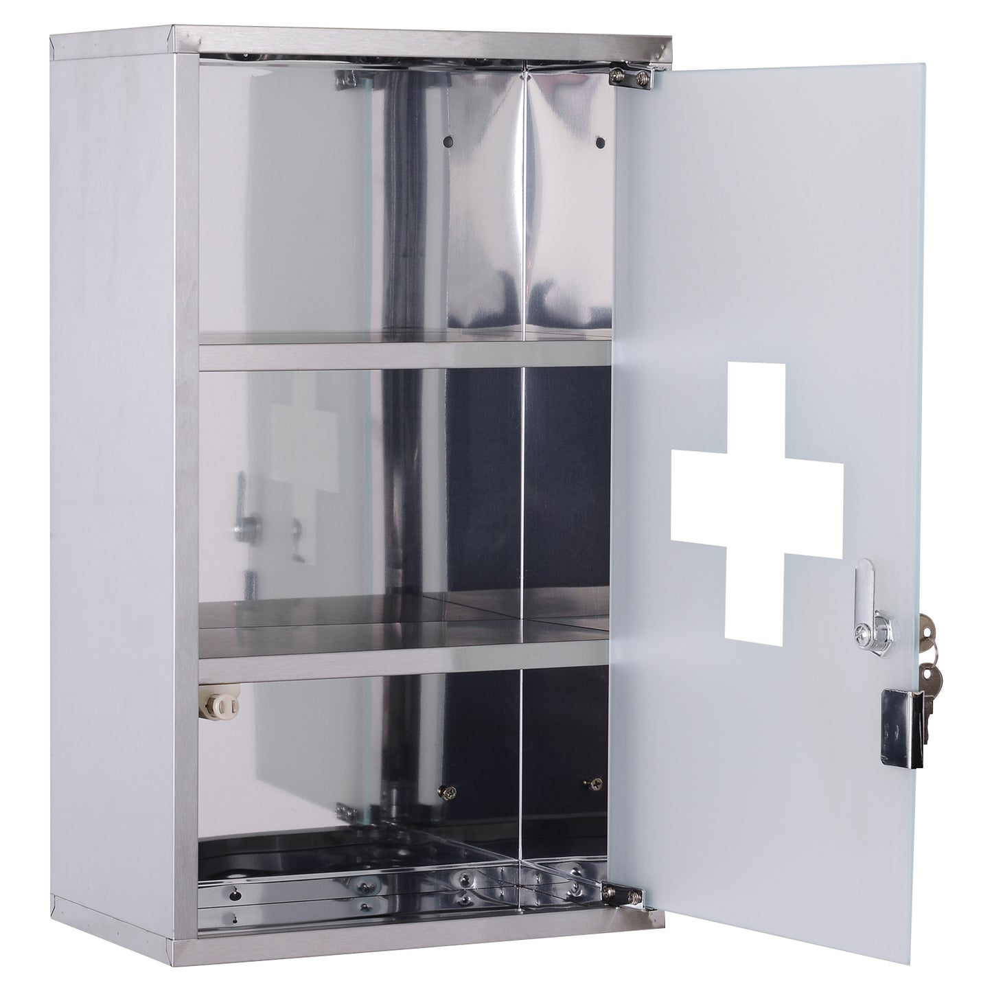 Nancy's Gemunde Medicijnkastje - Badkamerkastje - Apothekerskast - RVS / Glas - ± 30 x 20 x 50 cm
