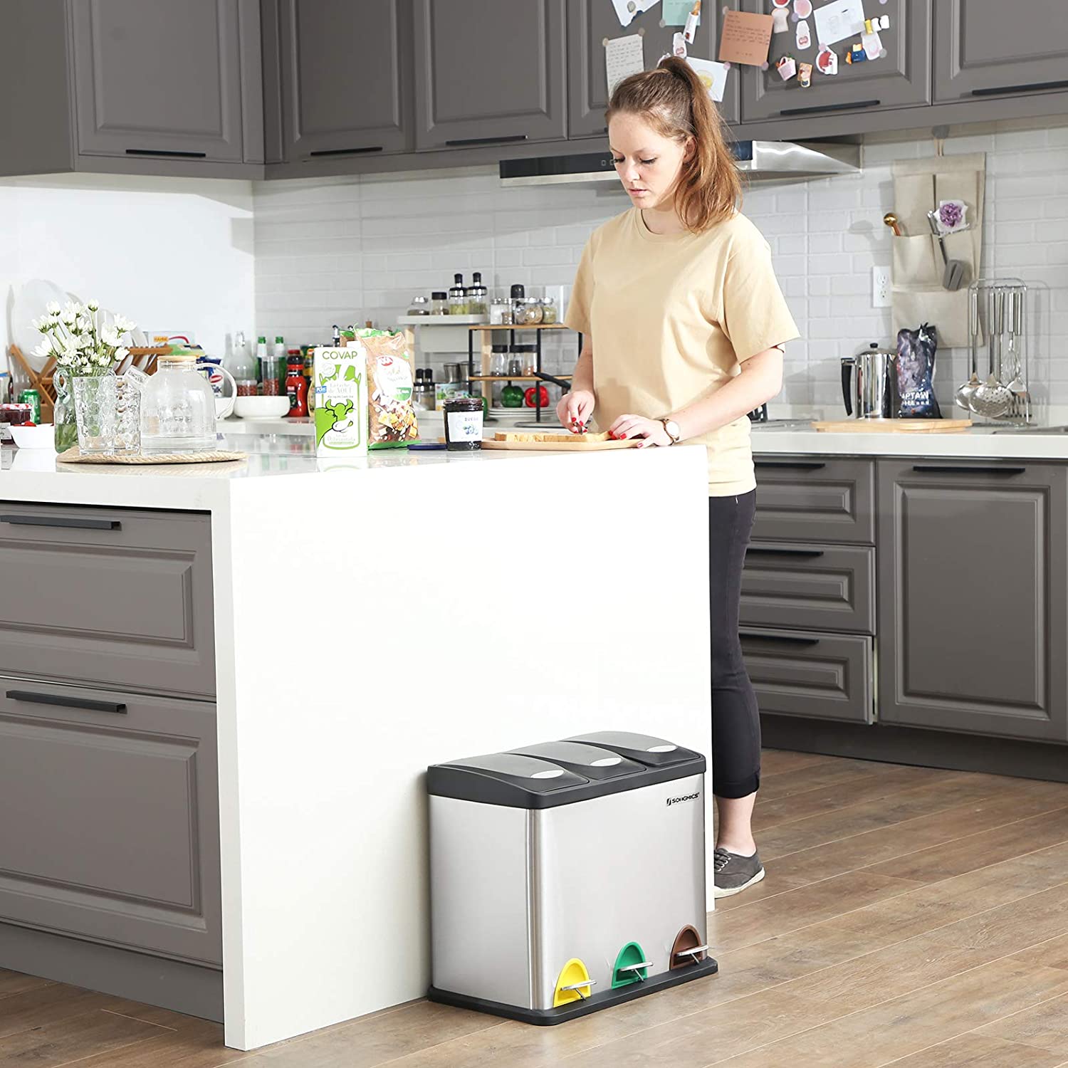 Poubelle Aboboreira de Nancy - Tri des déchets - Poubelle à pédale - Poubelle - 24 Litres