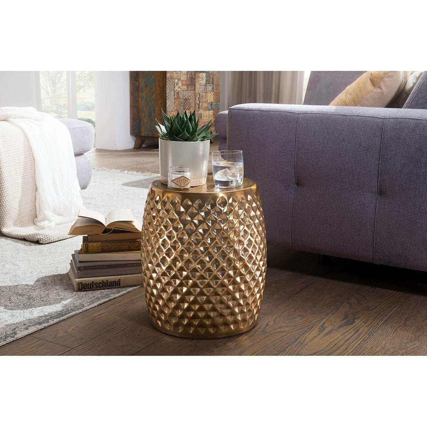 Table d'appoint dorée de Nancy - Table de salon - Table d'appoint