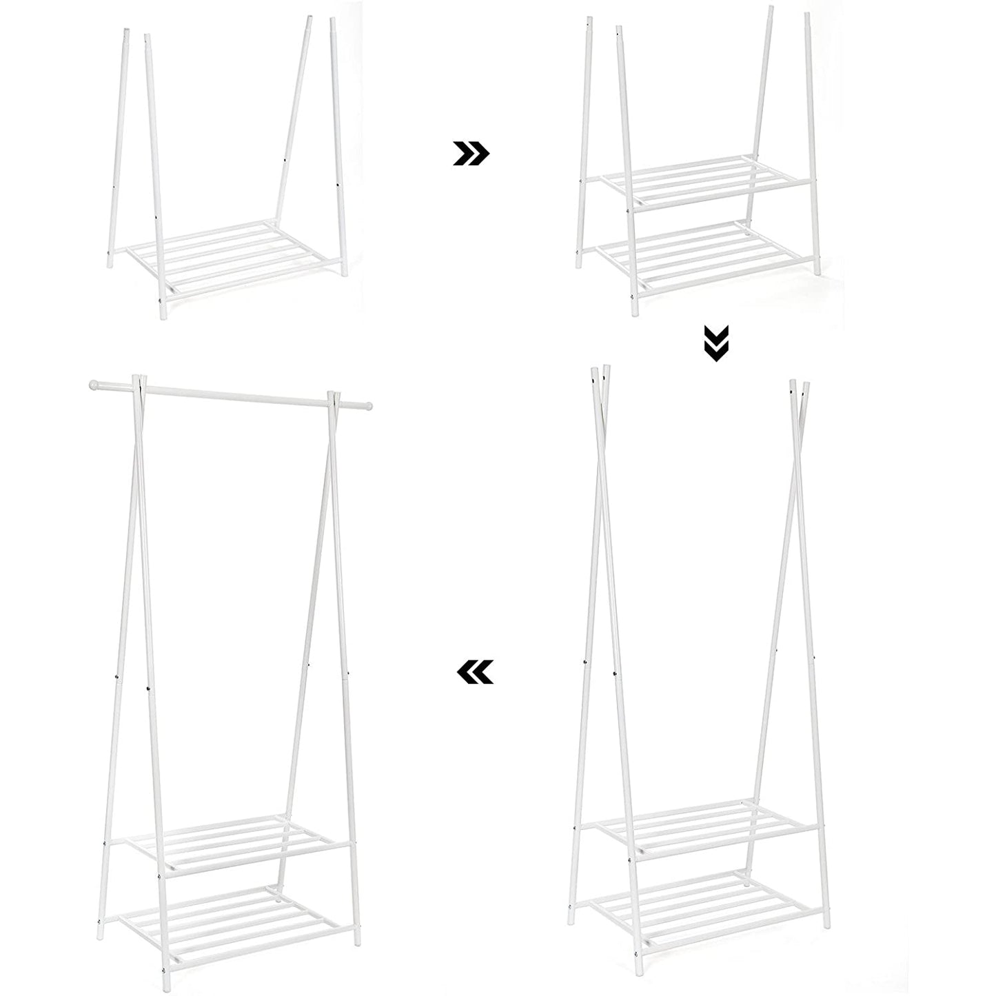 Nancy's Kledingrek -  Kledingstandaard Met Schoenenrek - Wit - 83 x 41,5 x 6,4 cm