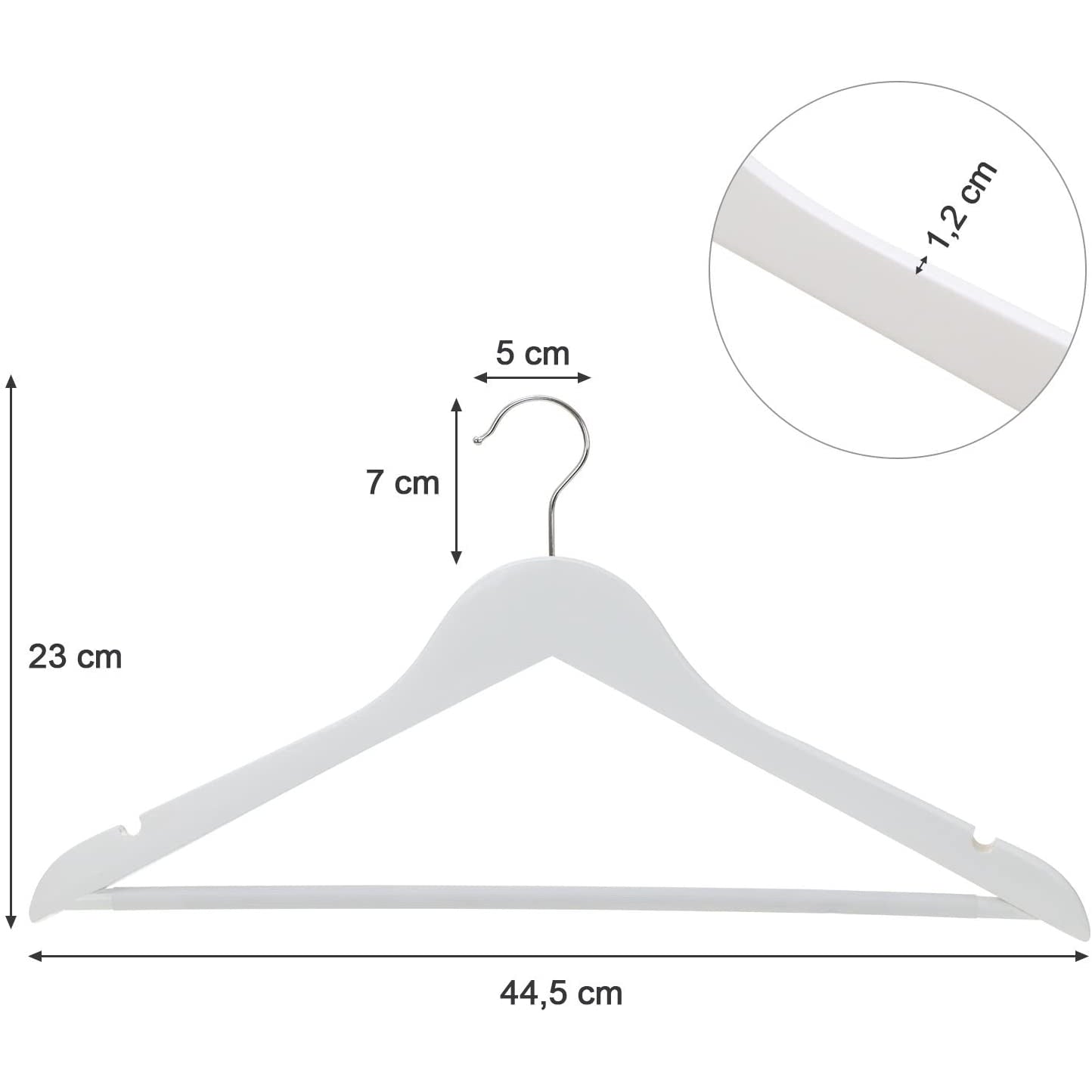 Nancy's Maple Wood Kledinghangers 10 stuks - Kleerhangers - Draaibaar - Zwart - 44,5 x 1,2 x 23 cm L x B x H