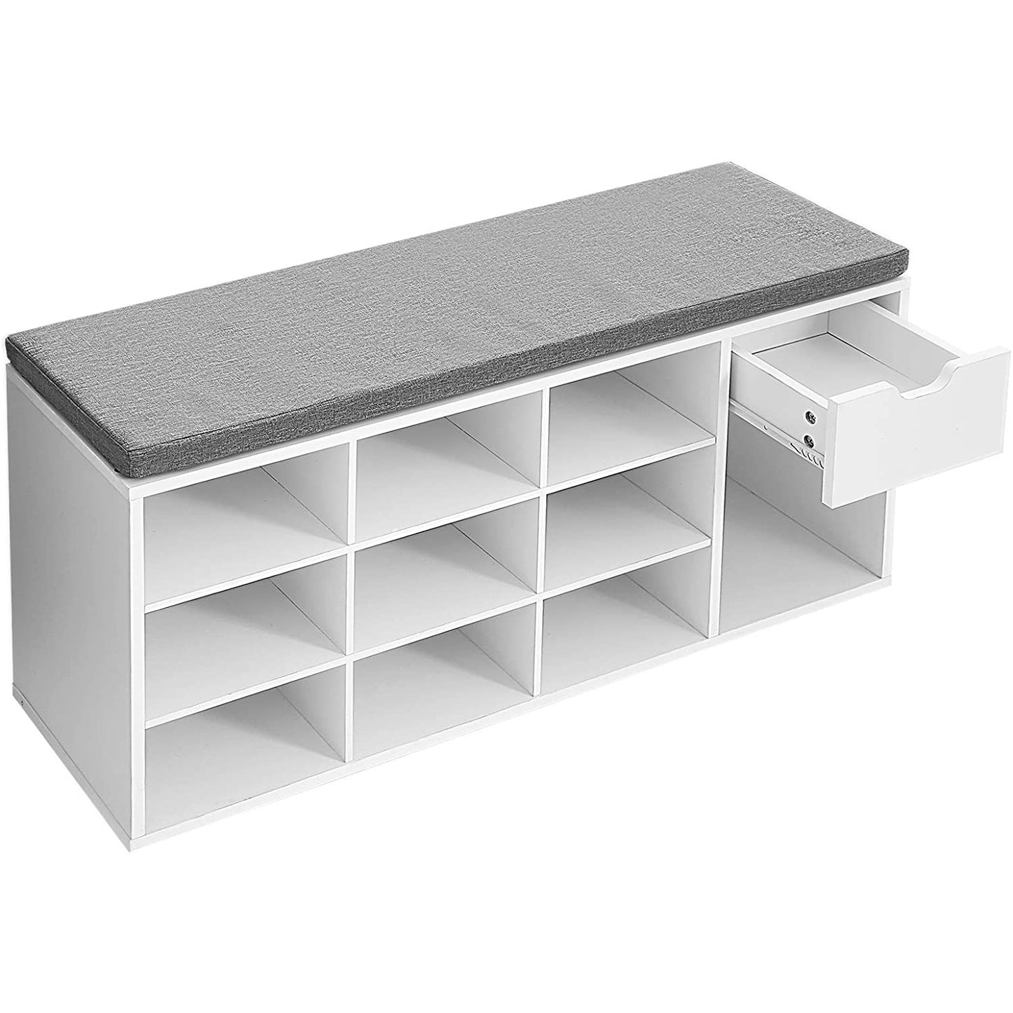 Nancy's Lousa Schoenenbank - Schoenenkast - Schoenenrek - 10 Paar Schoenen - Wit / Grijs - 100 x 30 x 50 cm