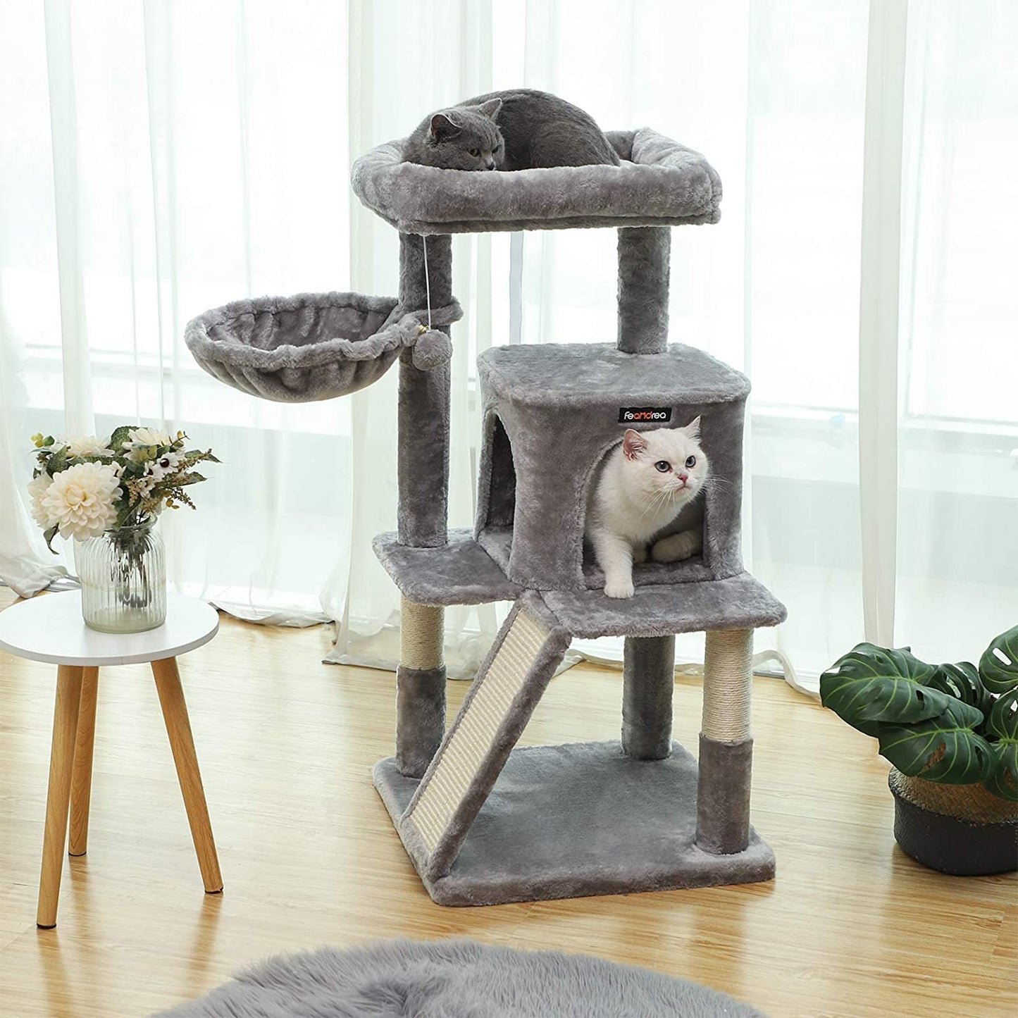 Nancy's Clallam Kattenboom - Kattenhuis - Krabpaal - Krabpalen voor Katten - 48 x 48 x 96 cm L x B x H