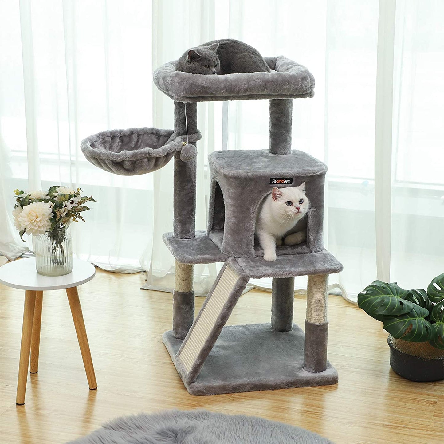 Nancy's Clallam Kattenboom - Kattenhuis - Krabpaal - Krabpalen voor Katten - 48 x 48 x 96 cm (L x B x H)