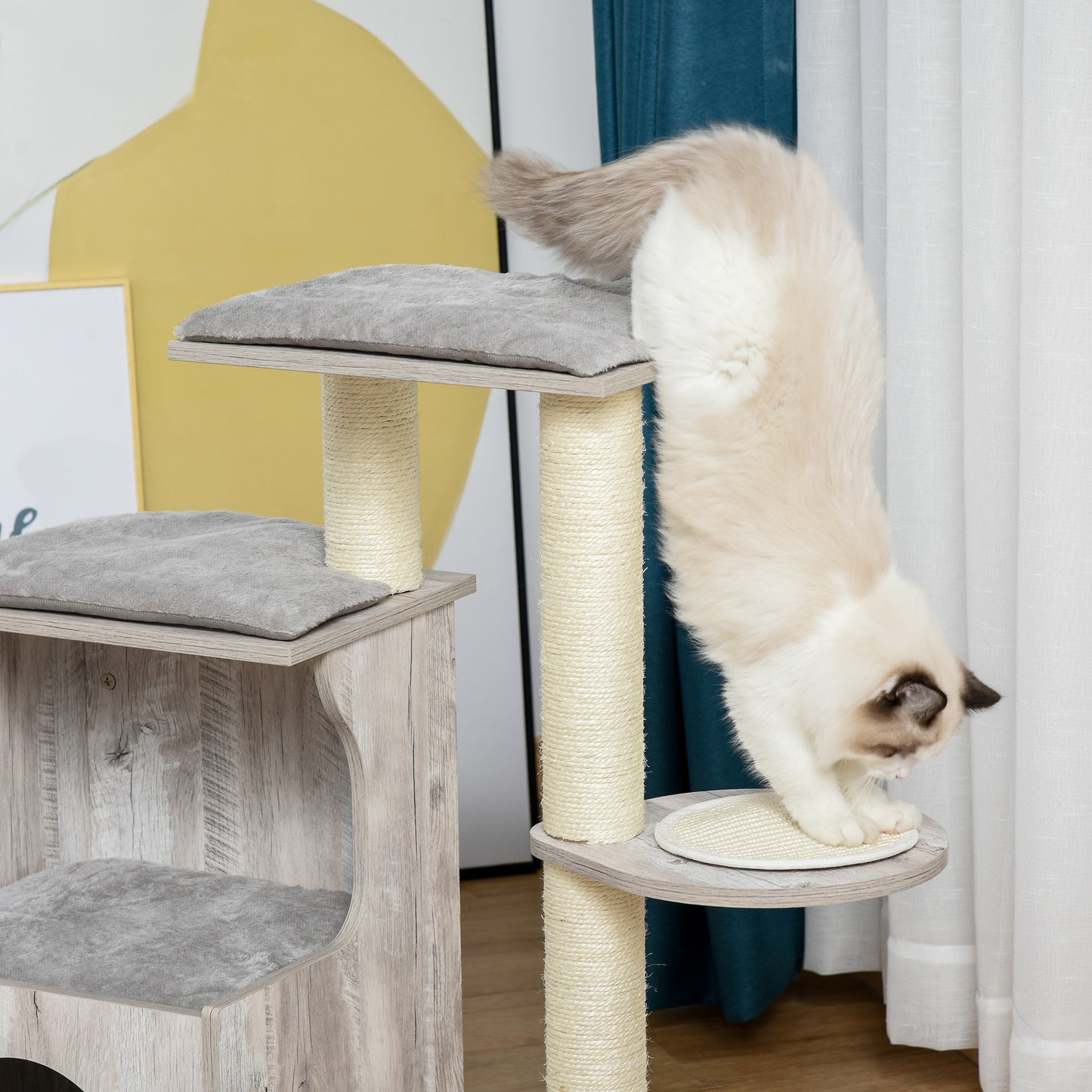 Nancy's Glenwood Springs Krabpaal - Klimboom - Kattengrot - MDF - Grijs - 66 x 38 x 88 cm