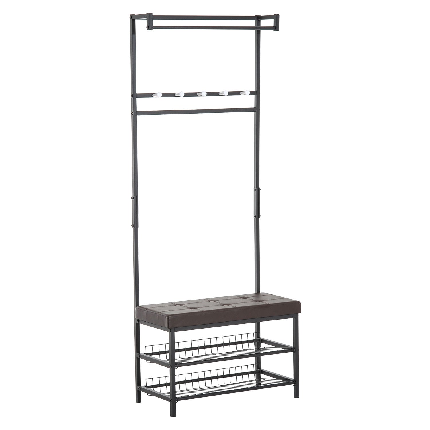Nancy's Reedsport Wardrobe rack - Coat rack - Shoe rack - Black - ± 70 x 35 x 180 cm