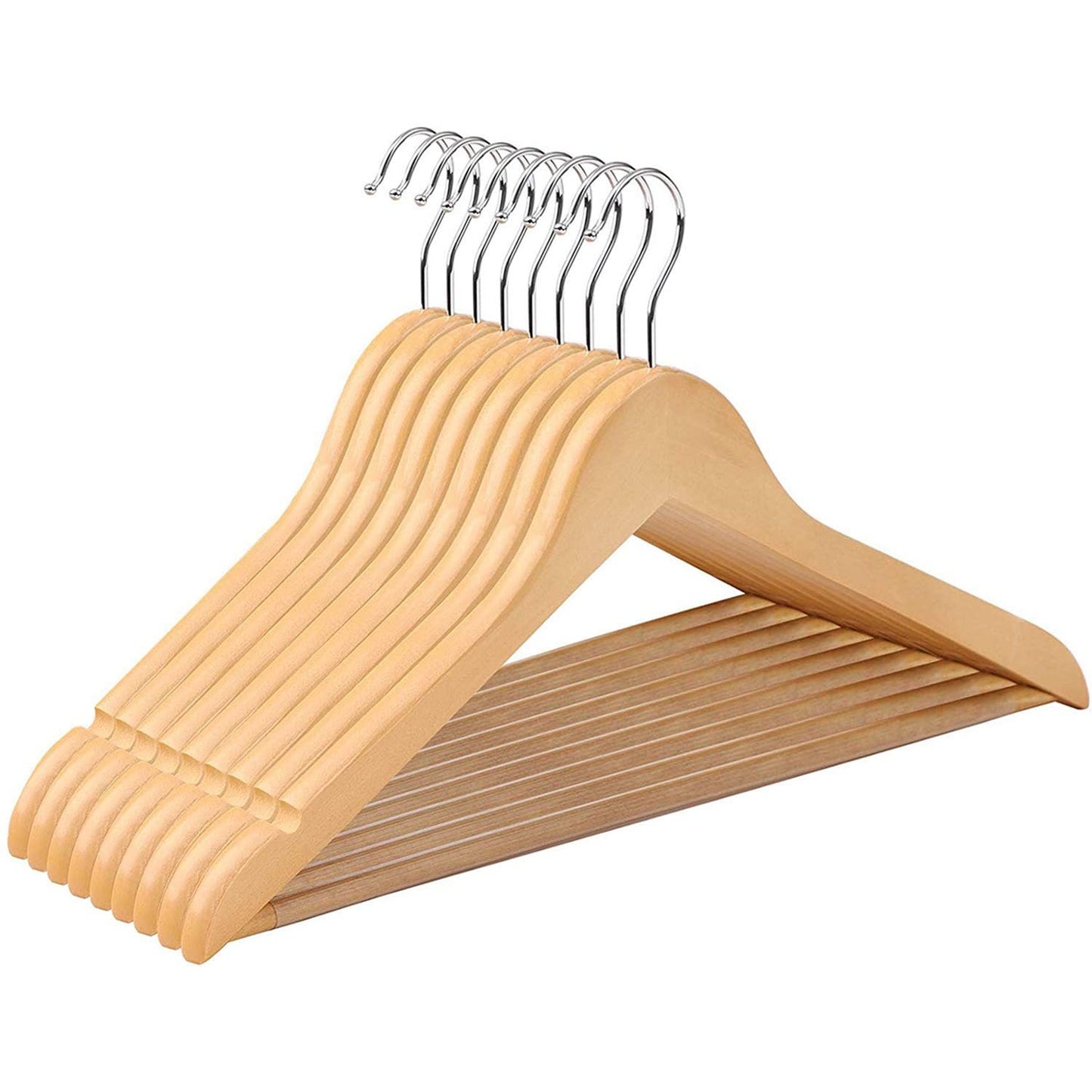 Nancy's Maple Wood Kledinghangers 10 stuks - Kleerhangers - Draaibaar - Zwart - 44,5 x 1,2 x 23 cm L x B x H