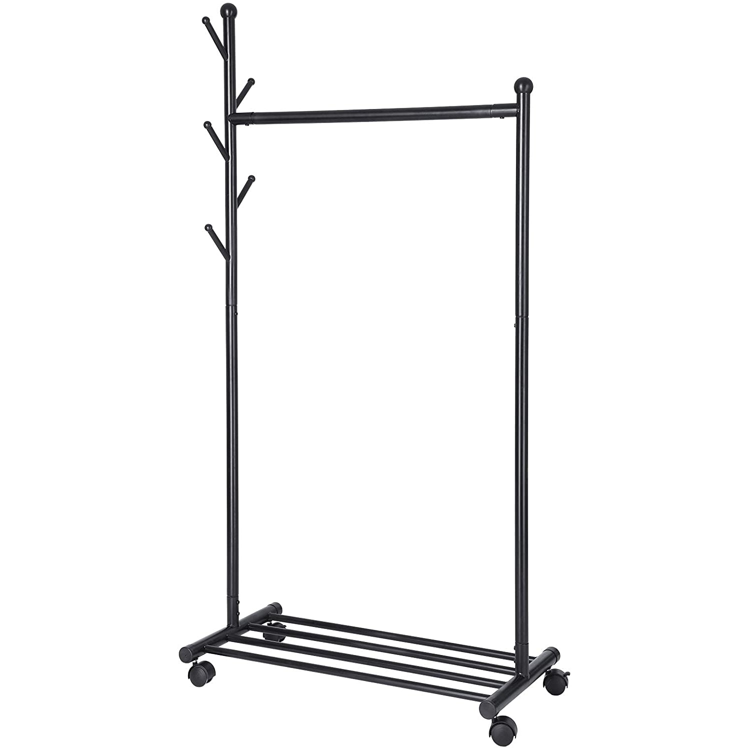Nancy's Kledingrek op Wieltjes En Schoenenrek – Kledingrekken Zwart 174 x 85,2 x 42,5 cm