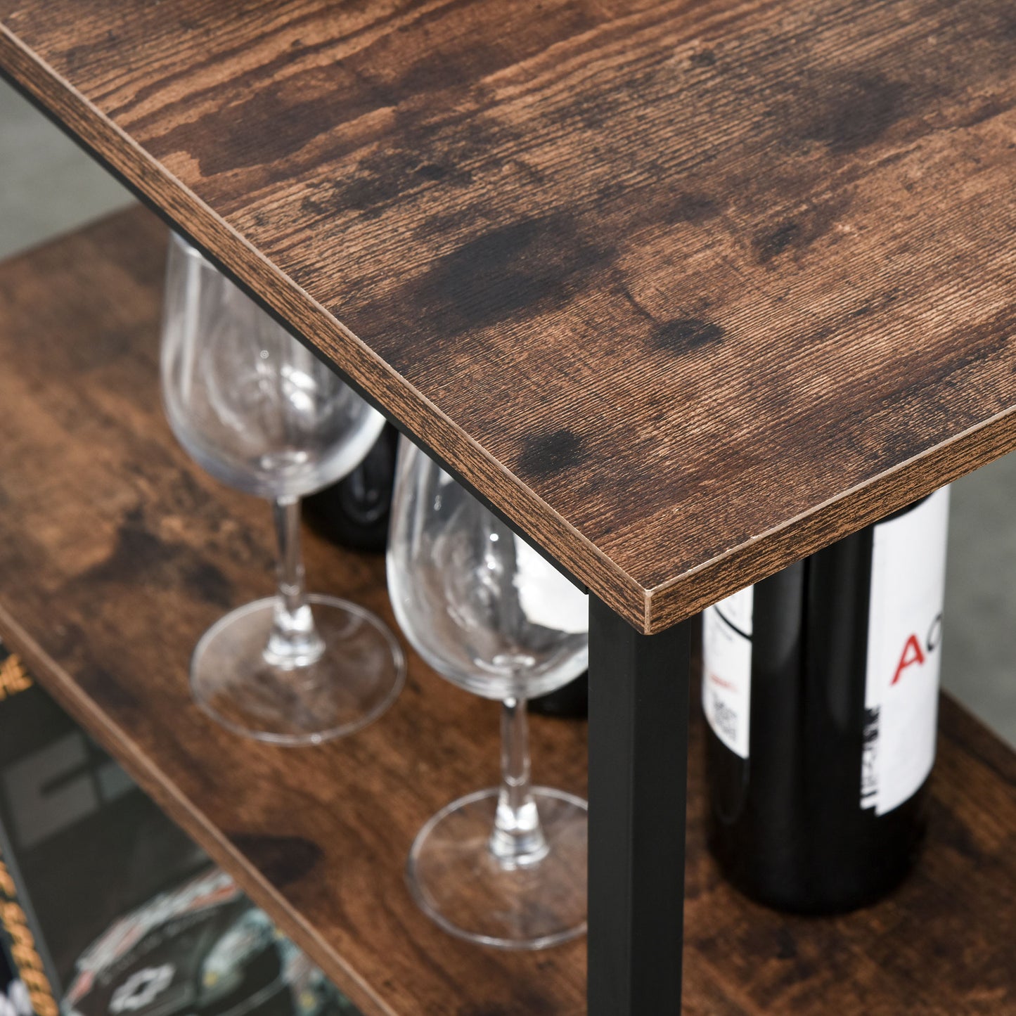 Nancy's Laie Bartafelset - Bar Set - 2 Barkrukken - Hoge Tafel - Staal - Zwart/Bruin - 109 x 60 x 100 cm