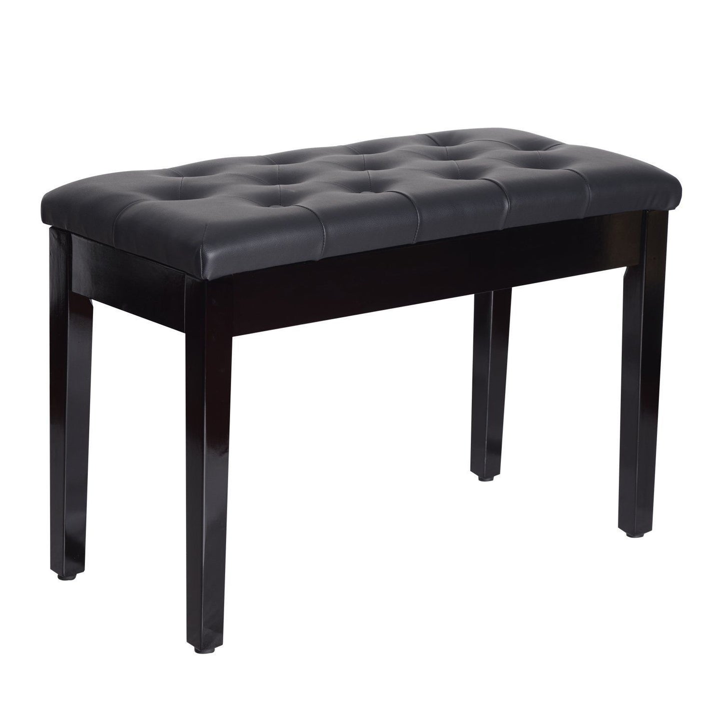 Nancy's Elkton Kruk - Pianobank - Pianokruk - Make-Up Kruk - Opbergruimte - 76 x 36 x 50 cm - Kunstleer - Hardhout - Zwart