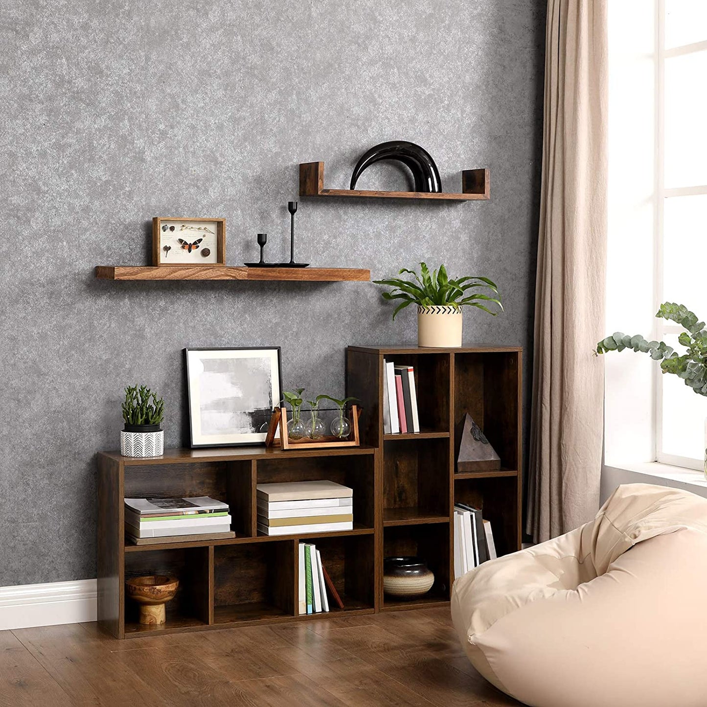 Nancy's Gardinski Boekenkast - Opbergkast met 5 Vakken - Kasten - Hout - Bruin - ± 50 x 25 x 80 cm