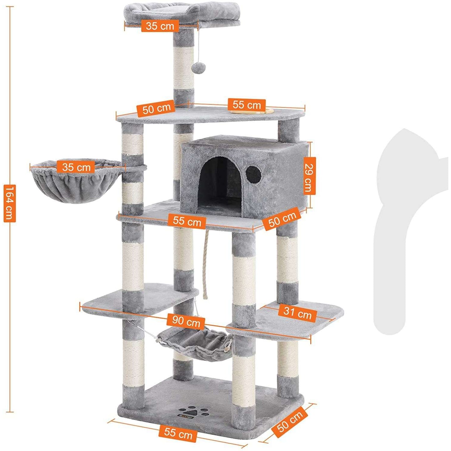 Nancy's Krabpaal XXL - Kattenhuis - 174 cm - Katten Speelhuisje - Kattenboom - Krabpalen