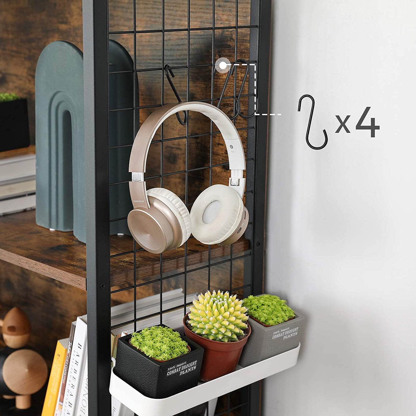 Nancy's Oxford Boekenkast - Wandkast - Opbergkast - Vintage Bruin / Zwart - ± 75 x 30 x 155 cm