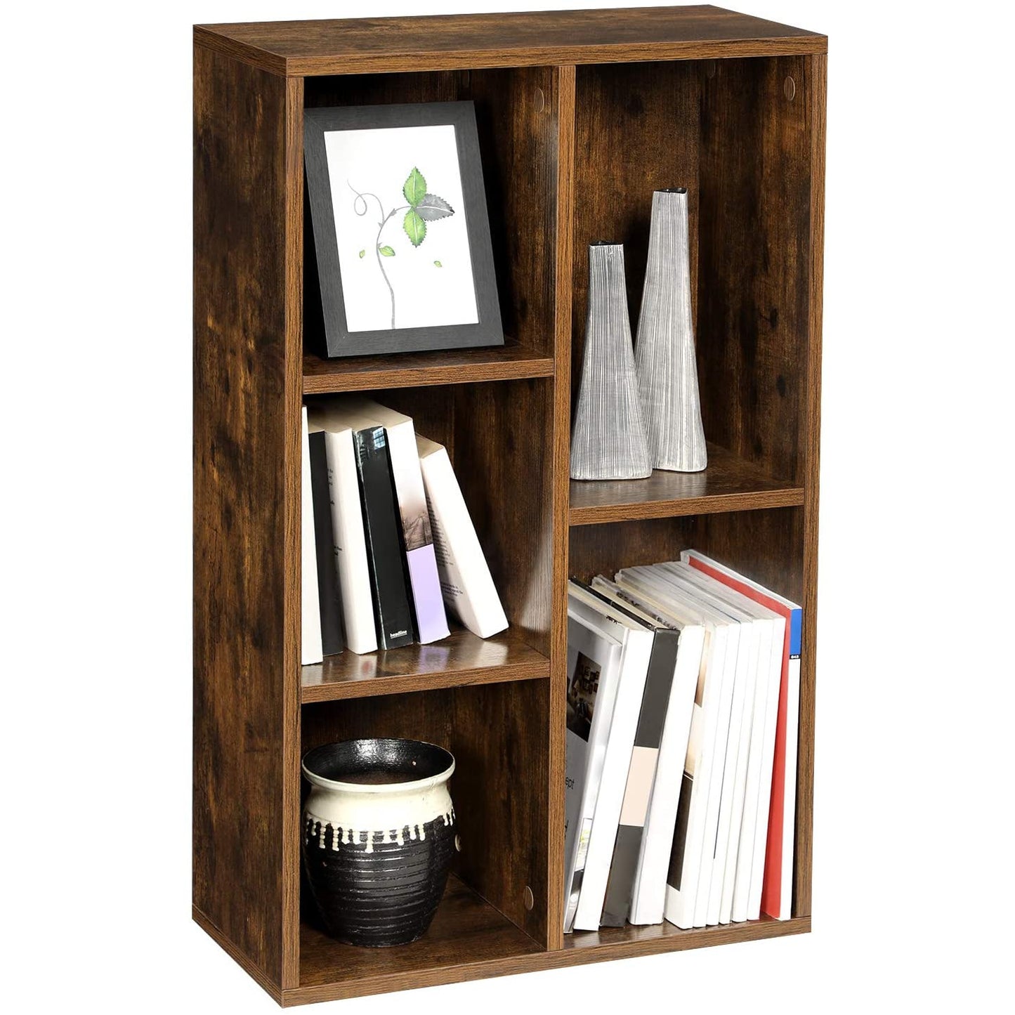Nancy's Gardinski Boekenkast - Opbergkast met 5 Vakken - Kasten - Hout - Bruin - ± 50 x 25 x 80 cm