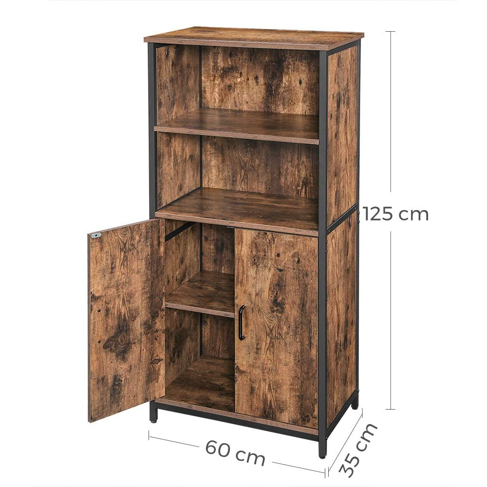 Nancy's Hutchinson Boekenkast - Wandkast - Opbergkast - Vintage Bruin / Zwart - 60 x 35 x 125 cm