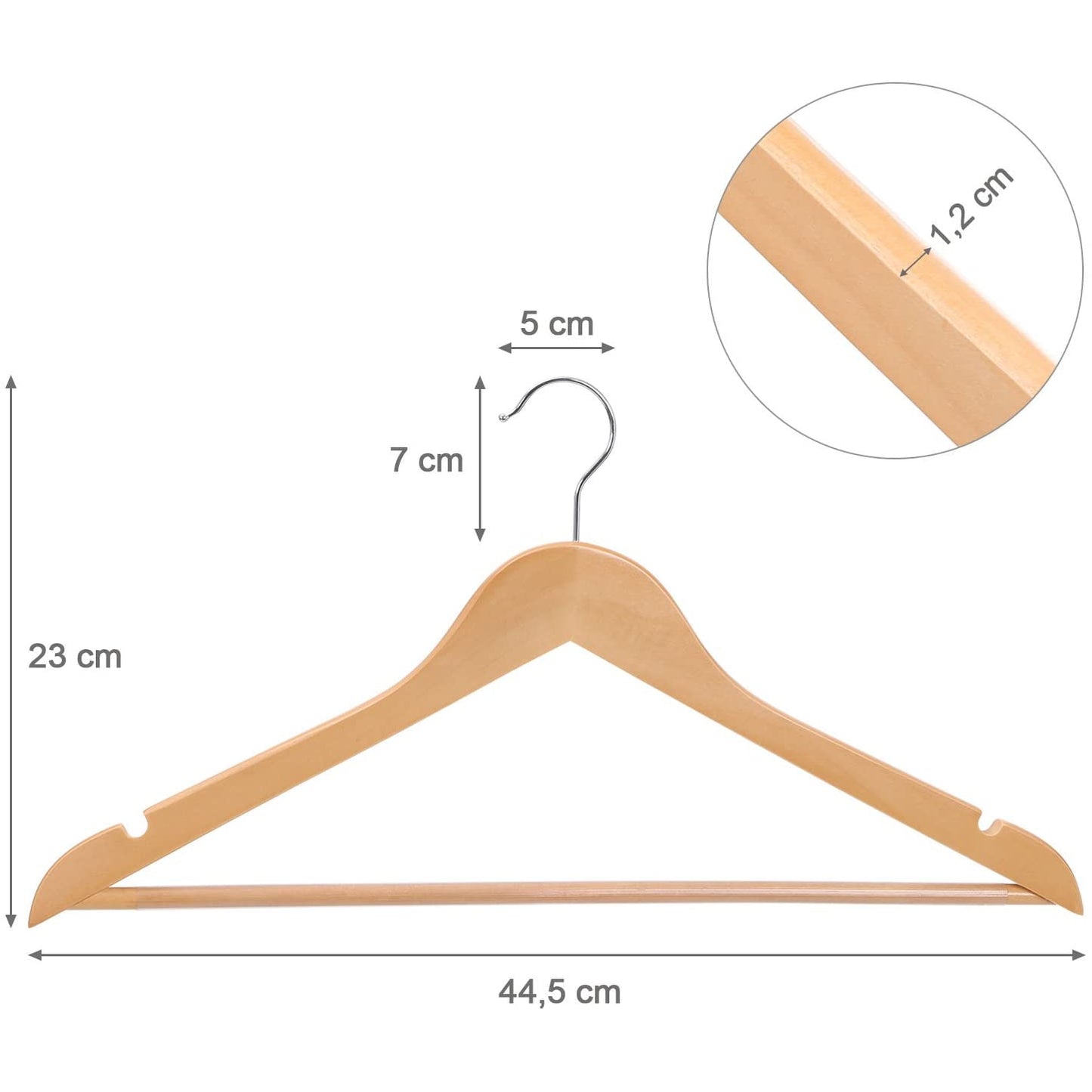 Nancy's Maple Wood Kledinghangers 10 stuks - Kleerhangers - Draaibaar - Zwart - 44,5 x 1,2 x 23 cm L x B x H