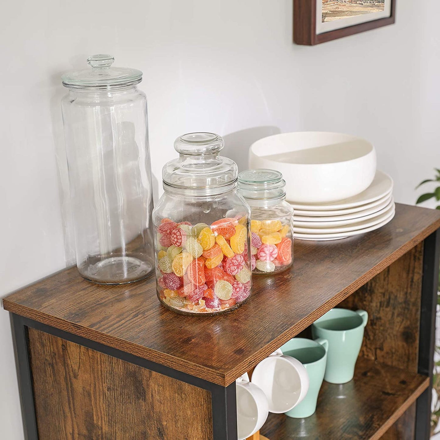 Nancy's Hutchinson Boekenkast - Wandkast - Opbergkast - Vintage Bruin / Zwart - 60 x 35 x 125 cm