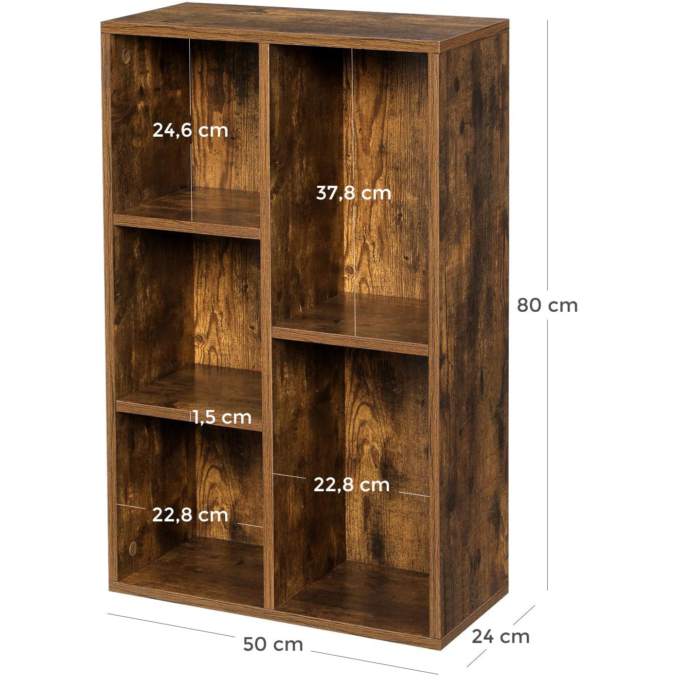 Nancy's Gardinski Boekenkast - Opbergkast met 5 Vakken - Kasten - Hout - Bruin - ± 50 x 25 x 80 cm