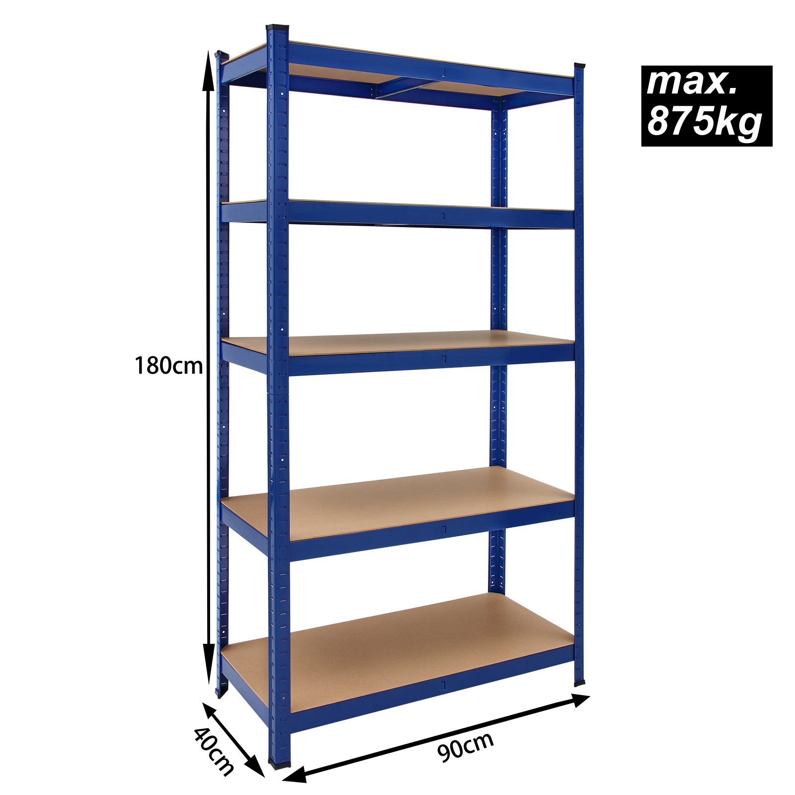 Nancy's Acton_V3 Stellingkast - Opbergrek - Met Legbord - Gepoedercoat Metaal - Legplanken - Opslagruimte - 180 x 90 x 40 cm