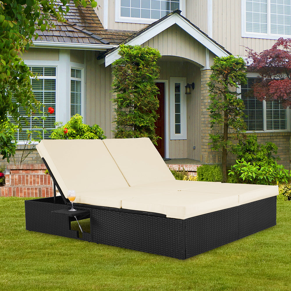 Nancy's Leola Ligbed - Tuin - Terras - Tuinmeubel - Modern - Polyrotan - 196 x 160 x 33 cm
