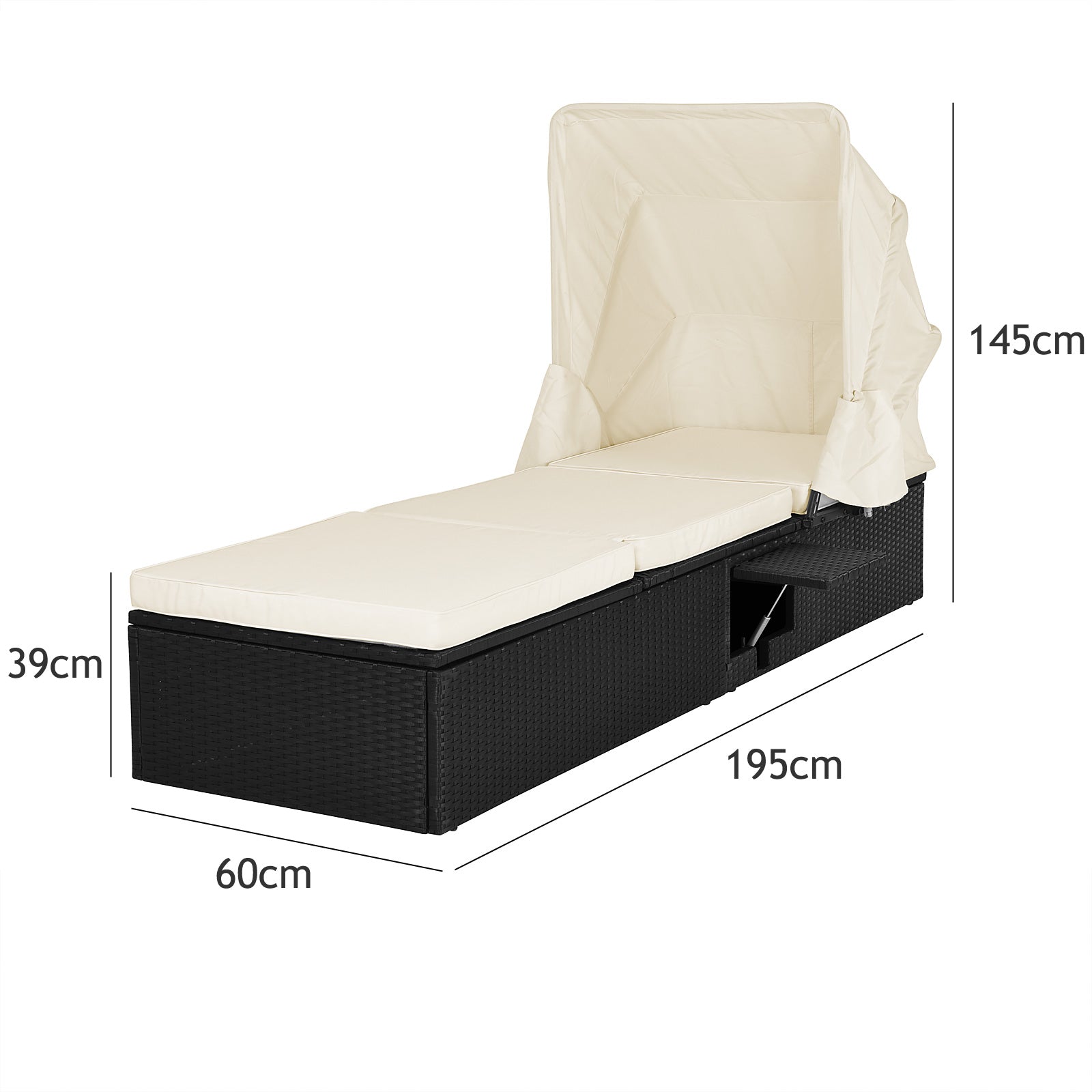 Nancy's Dos Palos Ligbed - Zonnebed - Tuinmeubel - Ligstoel - Slaapbank - Moderne Rotan-Look - Ligbedden - 195 x 60 x 39 cm