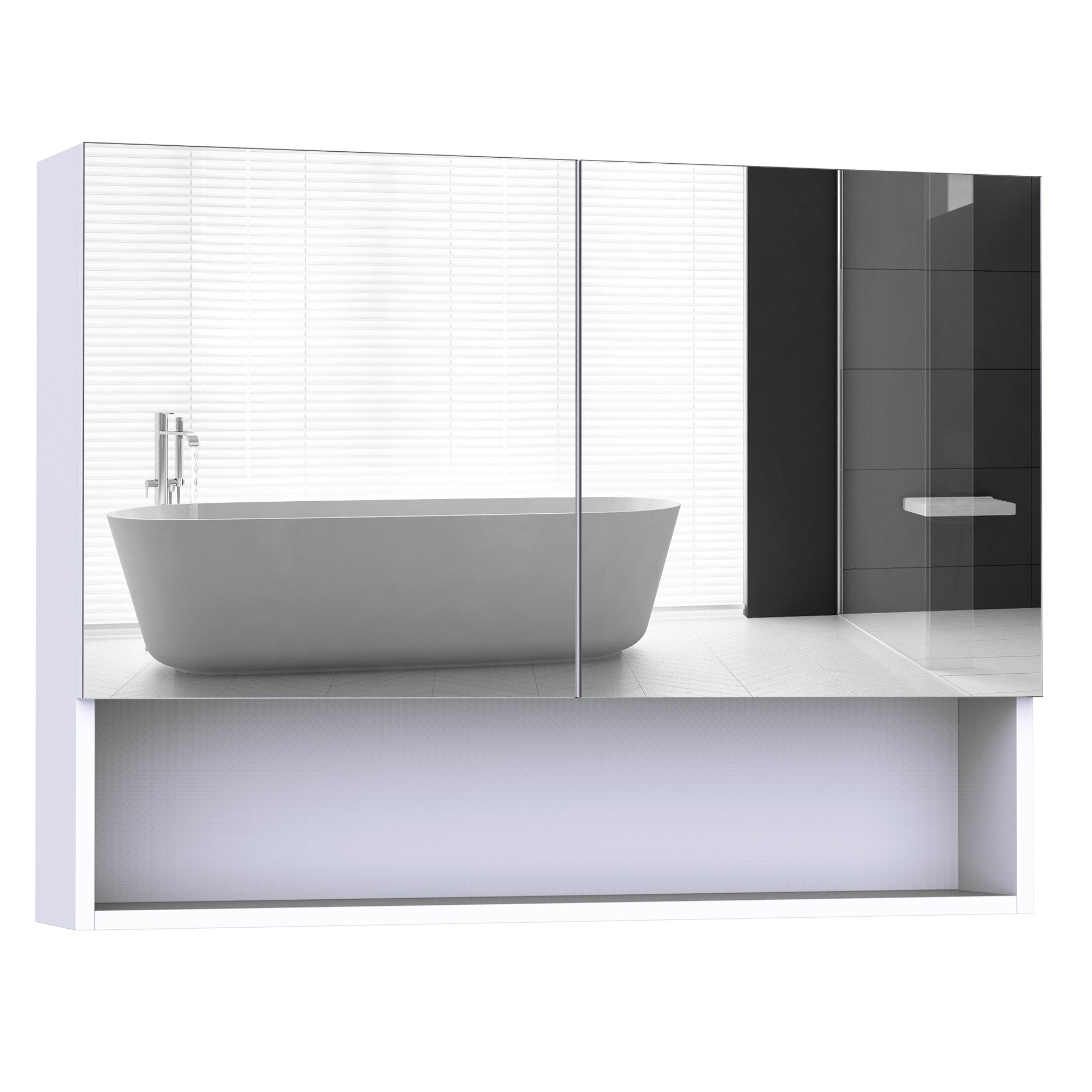 Nancy's Sunrise Spiegelkast - Badkamerspiegel - Wandspiegel - LED - Wandkast - Opbergruimte - Zilver - Wit - Glas - 80 x 60 x 15 cm