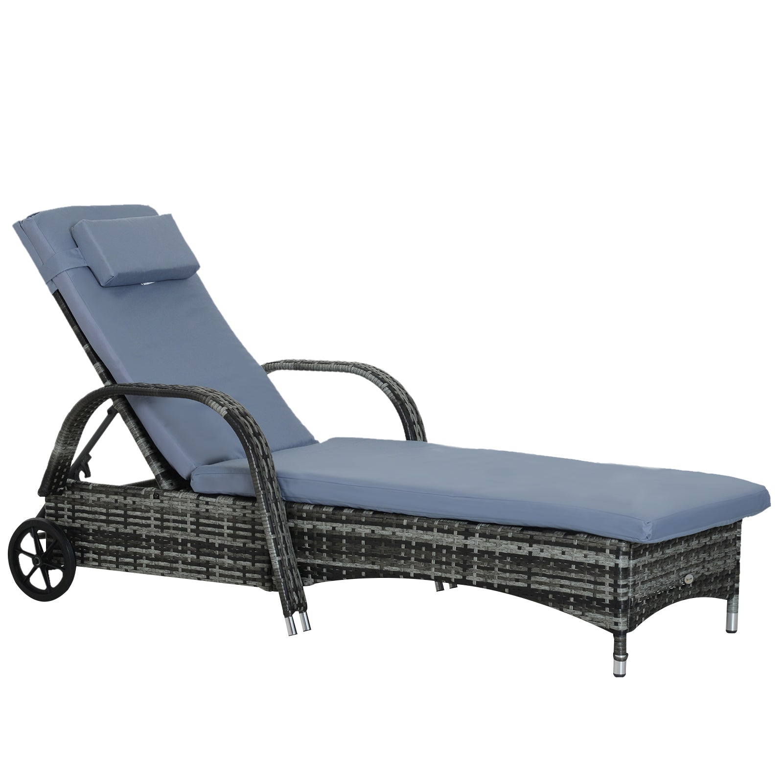 Nancy's St Albans Lounger - Garden Chair - Cushion - Headrest - Metal - Gray