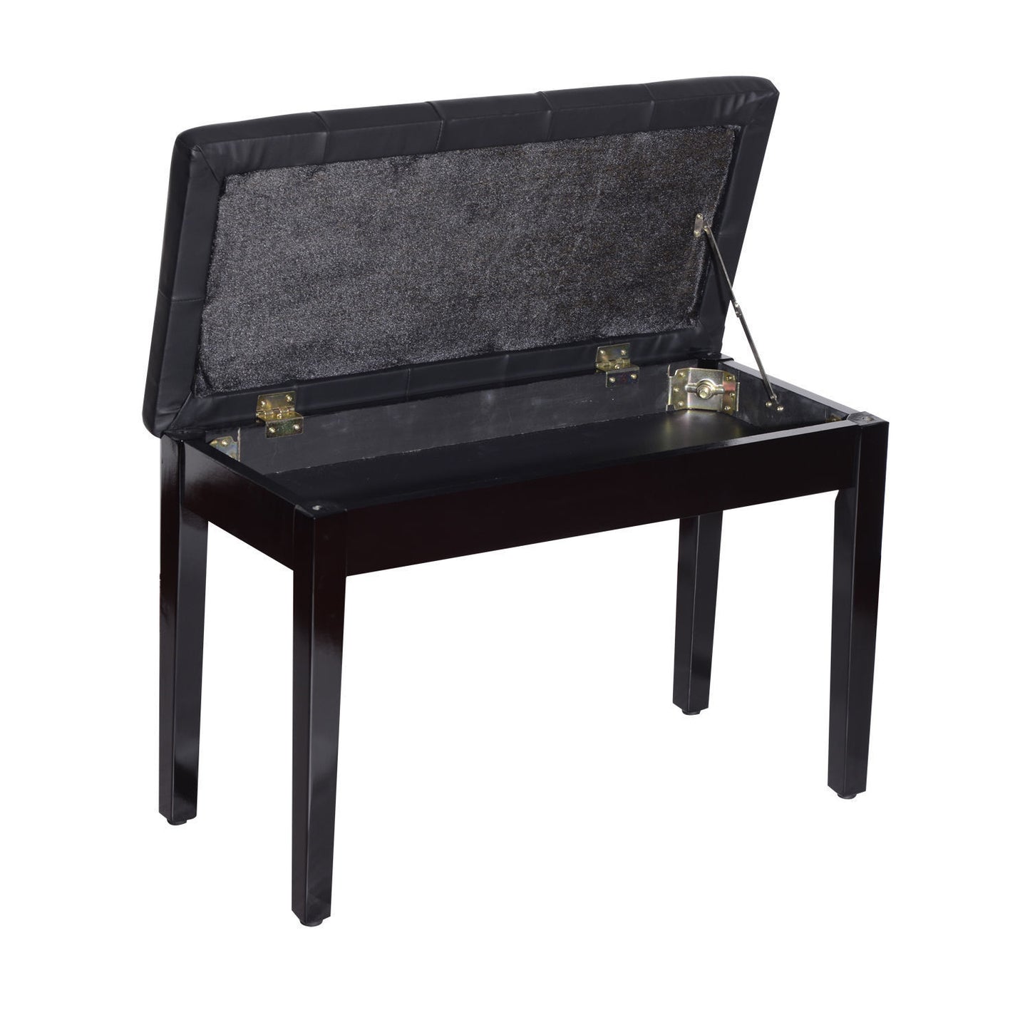 Nancy's Elkton Kruk - Pianobank - Pianokruk - Make-Up Kruk - Opbergruimte - 76 x 36 x 50 cm - Kunstleer - Hardhout - Zwart