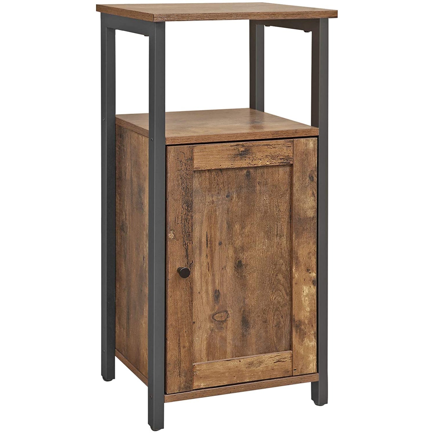 Nancy's Nachtkastje Industrieel - Bijzettafel - Nachtkasten - Hout - Metaal - Bruin - 40 x 30 x 80 cm
