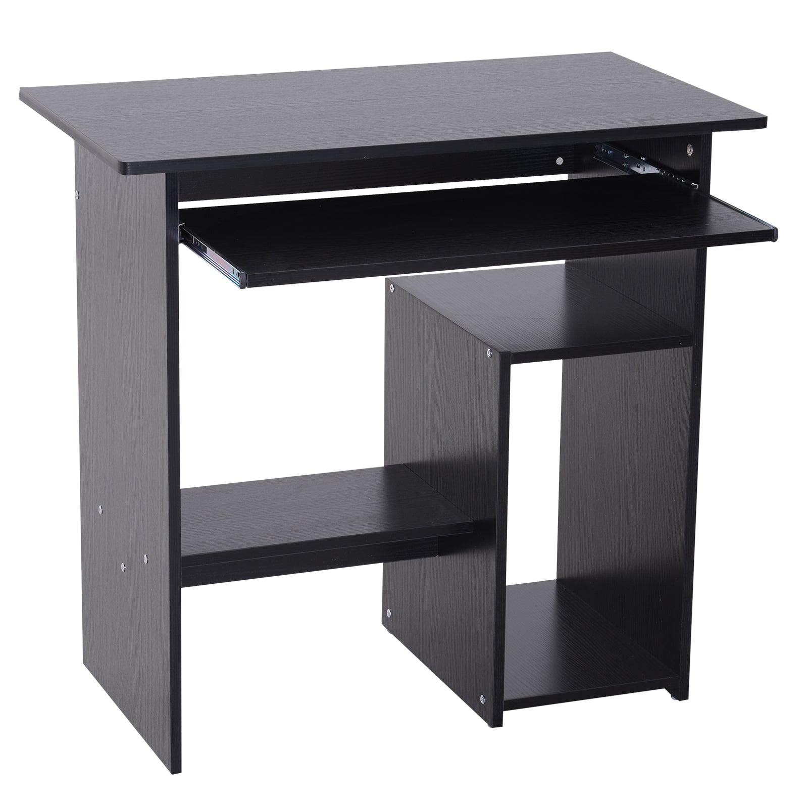 Nancy's Buffalo Bureau - Computertafel - Uitschuifbaar Tafelblad - Kantoortafel - PC-Tafel - Zwart - Bewerkt Hout