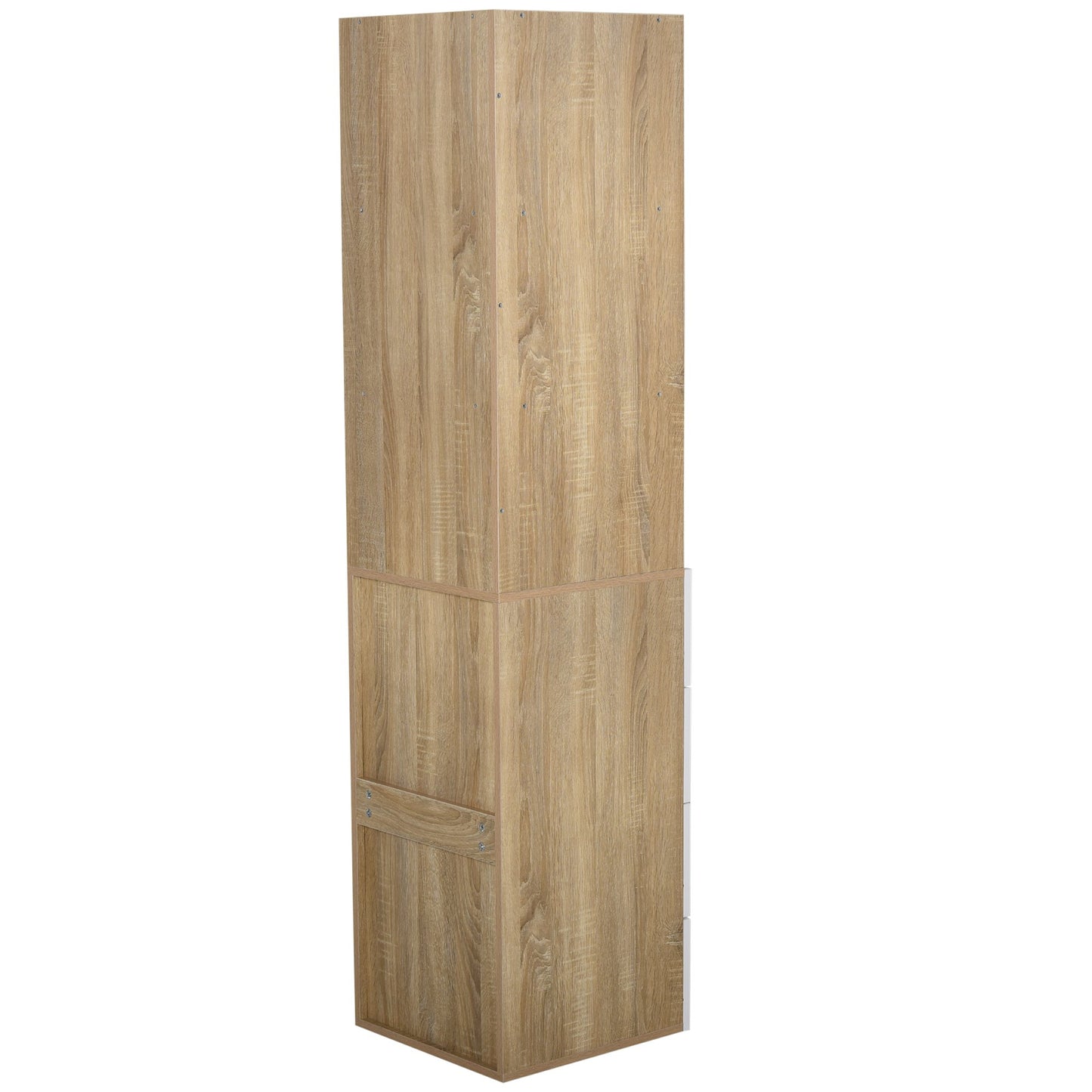 Nancy's Defiance Boekenkast - 3 Niveaus - 4 Lades - Bewerkt Hout - Melamine - 40 x 40 x 170 cm - Naturel - Wit