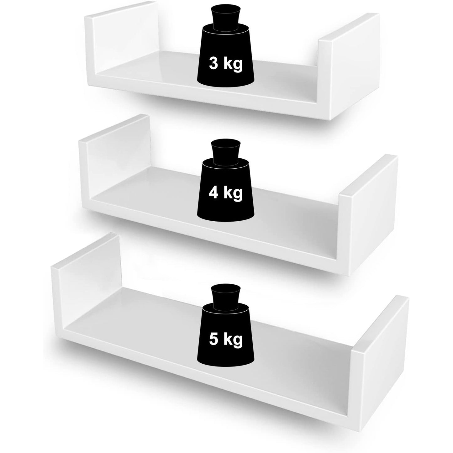 Nancy's Mansfield Wandplank Set van 3 - Wandkasten - Kubusplank - Wandkastje - Wit