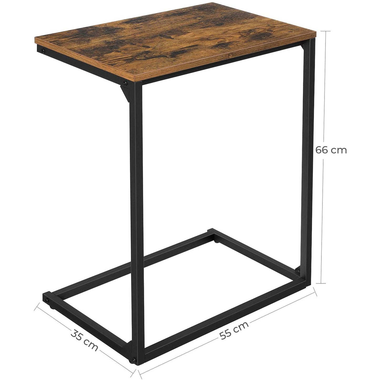 Nancy's Silicon 2 Bijzettafel - Bijzettafels - Industrieel - Vintage Bruin en Zwart - 55 x 35 x 66 cm
