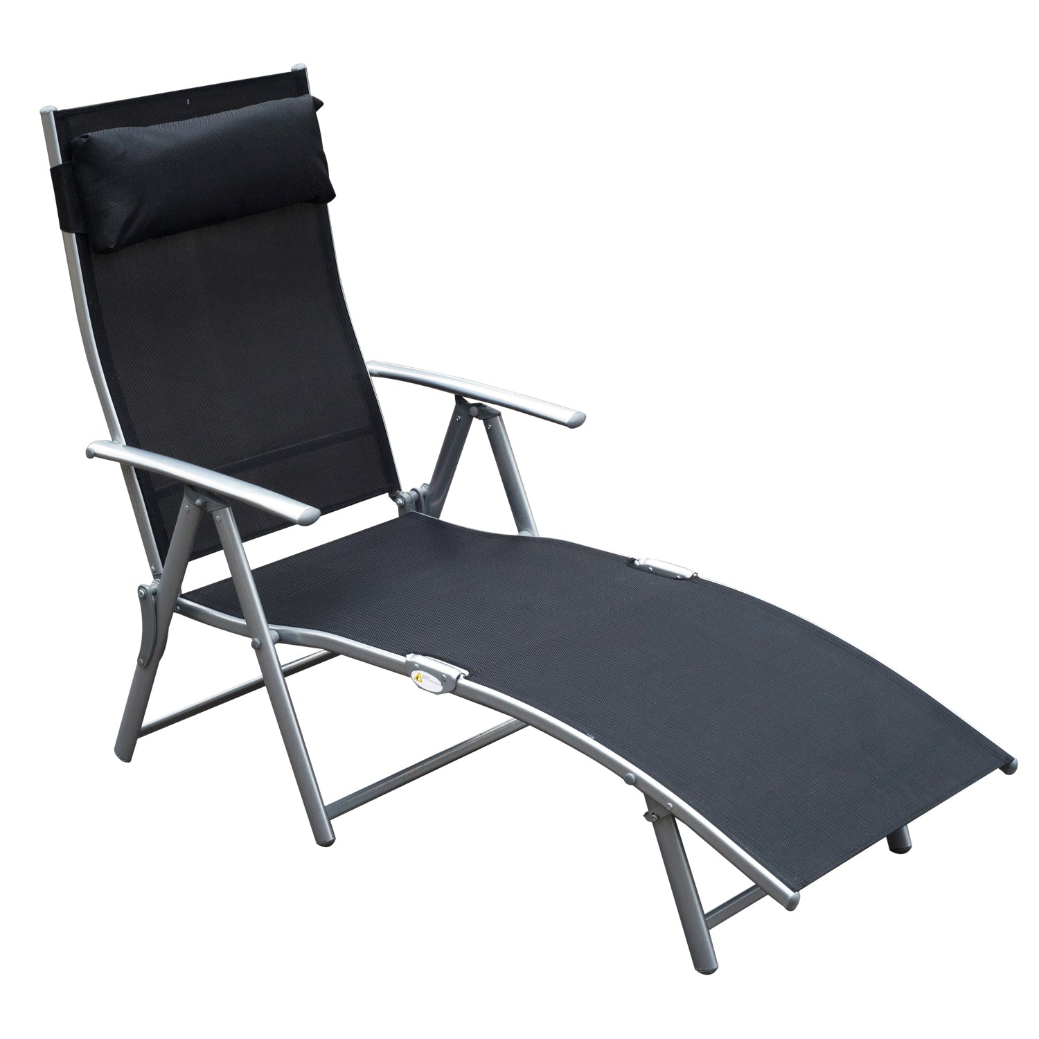 Nancy's Vaughn Lounger - Folding chair - Beach chair - Cushion - Foldable - Adjustable - Armrests - Black - Silver