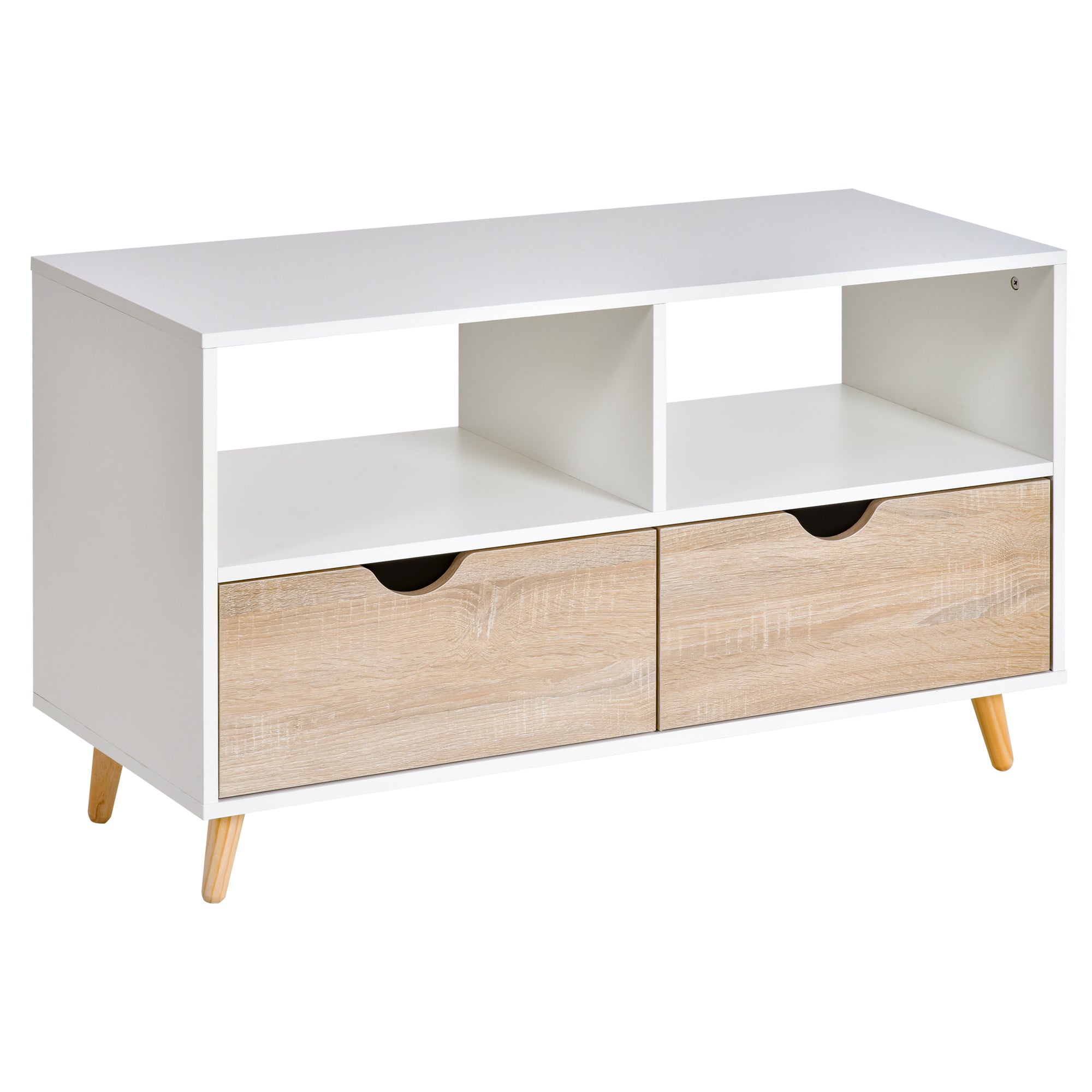 Nancy's Trinidad TV Meubel - TV-Dressoir - Glas - Opbergkast - Wit - 99 x 39 x 58 cm