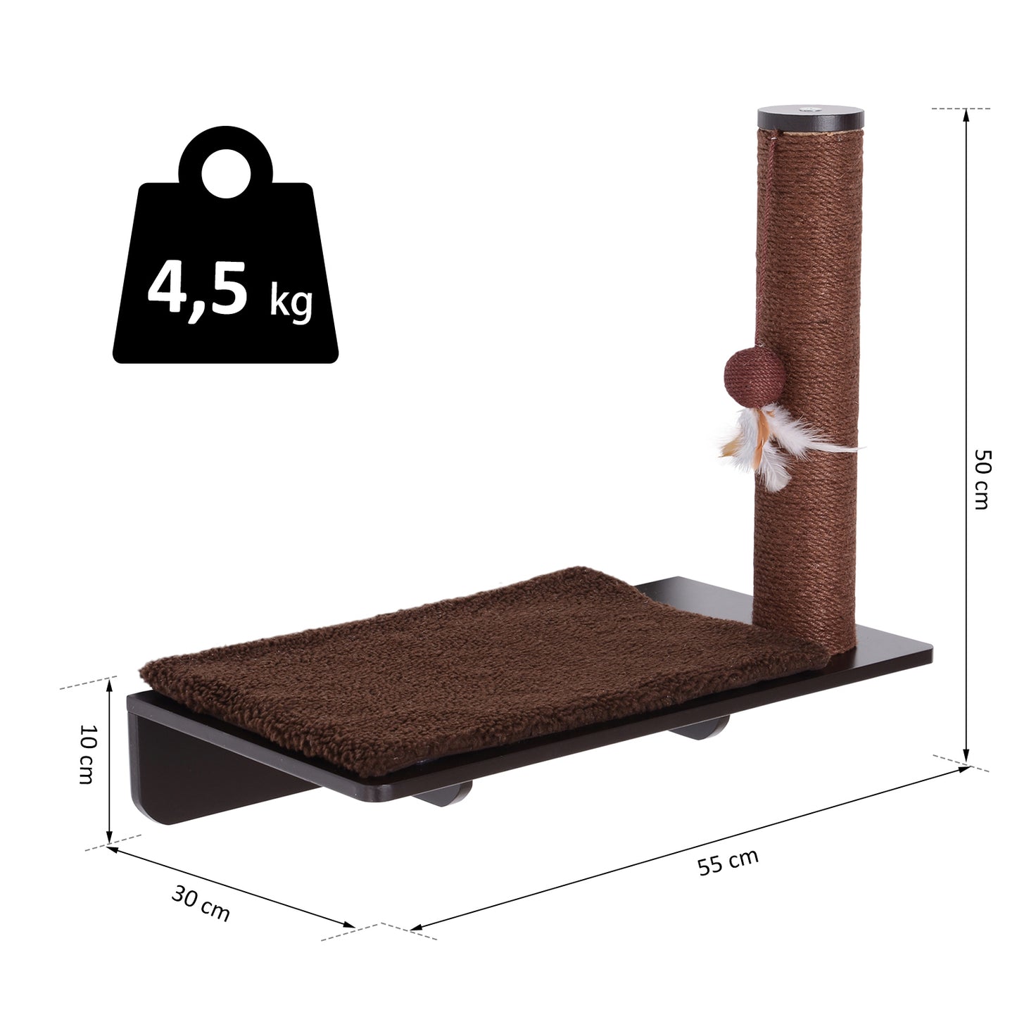 Nancy's San Marino Krabpaal - Kattenplank - MDF - Pluche - Kattenbord - Bruin