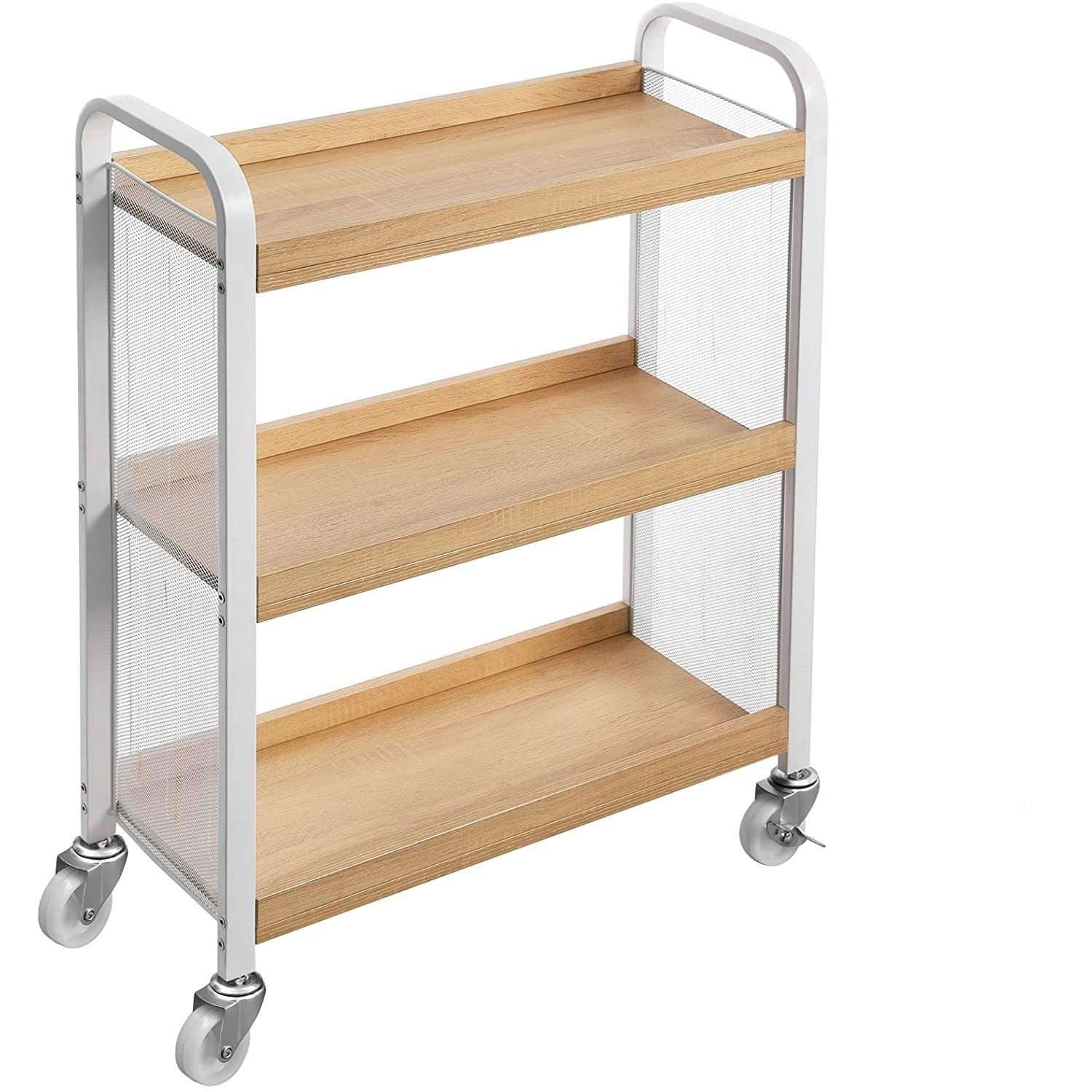 Nancy's Keukenwagen - Serveerwagen - Keukentrolleys - Wit en Beige - Industrieel - 66 x 26 x 85 cm