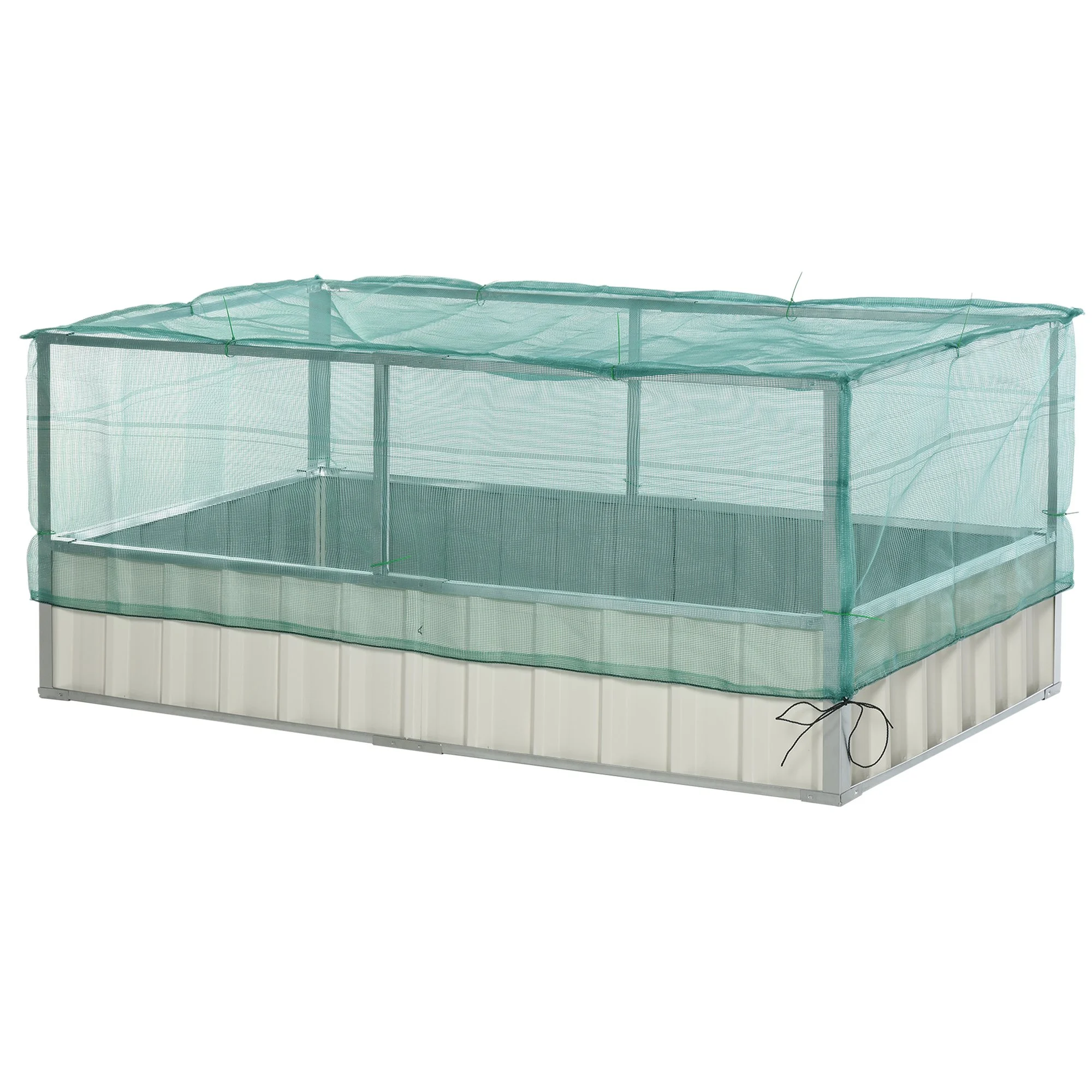 Nancy's Orange Tuinbed - Plantenbak - Staal/Nylon - Net doek - Wit/Groen - 174 x 90 x 70 cm